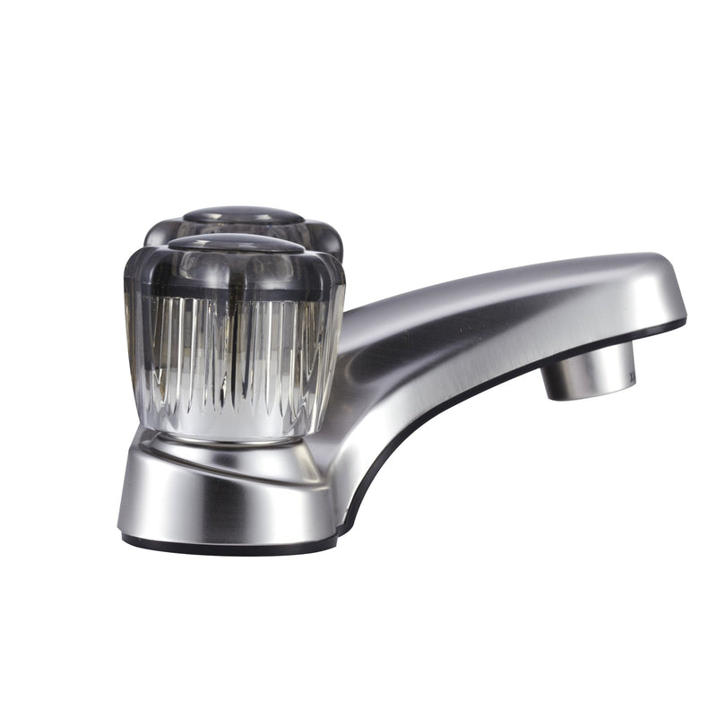 Dura Faucet RV Bathroom Faucet DF-PL700S-SN with Smoked Acrylic Knobs (Brushed Satin Nickel)