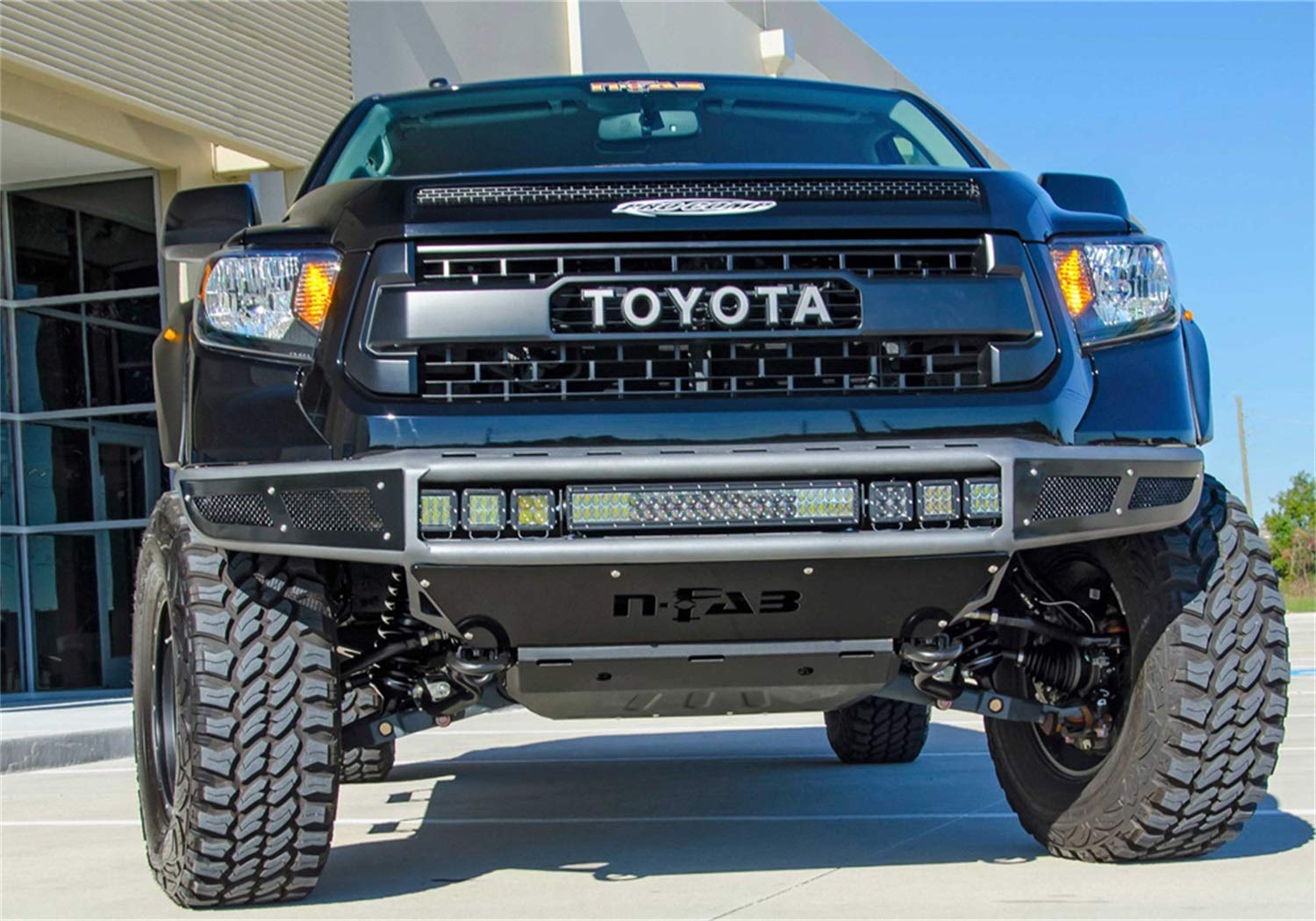 Front Bumper N-Fab for Toyota Tundra | 40" Multi-Mount System, Aluminum Skid Plate, Textured Black | T141MRDS-TX | Fits 2014-2021 Toyota Tundra
