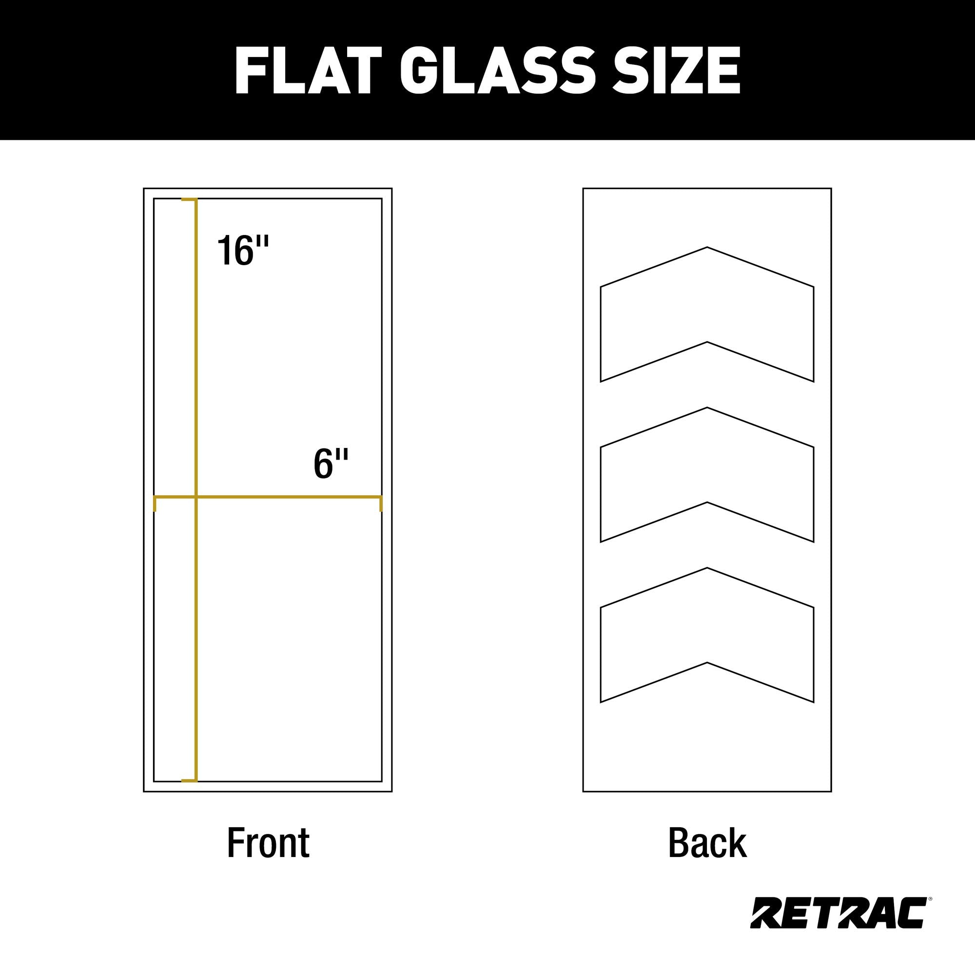 RETRAC 7 x 16-Inch Aluminum Yellow Chevron West Coast Mirror Head, Universal Driver or Passenger Side 600932