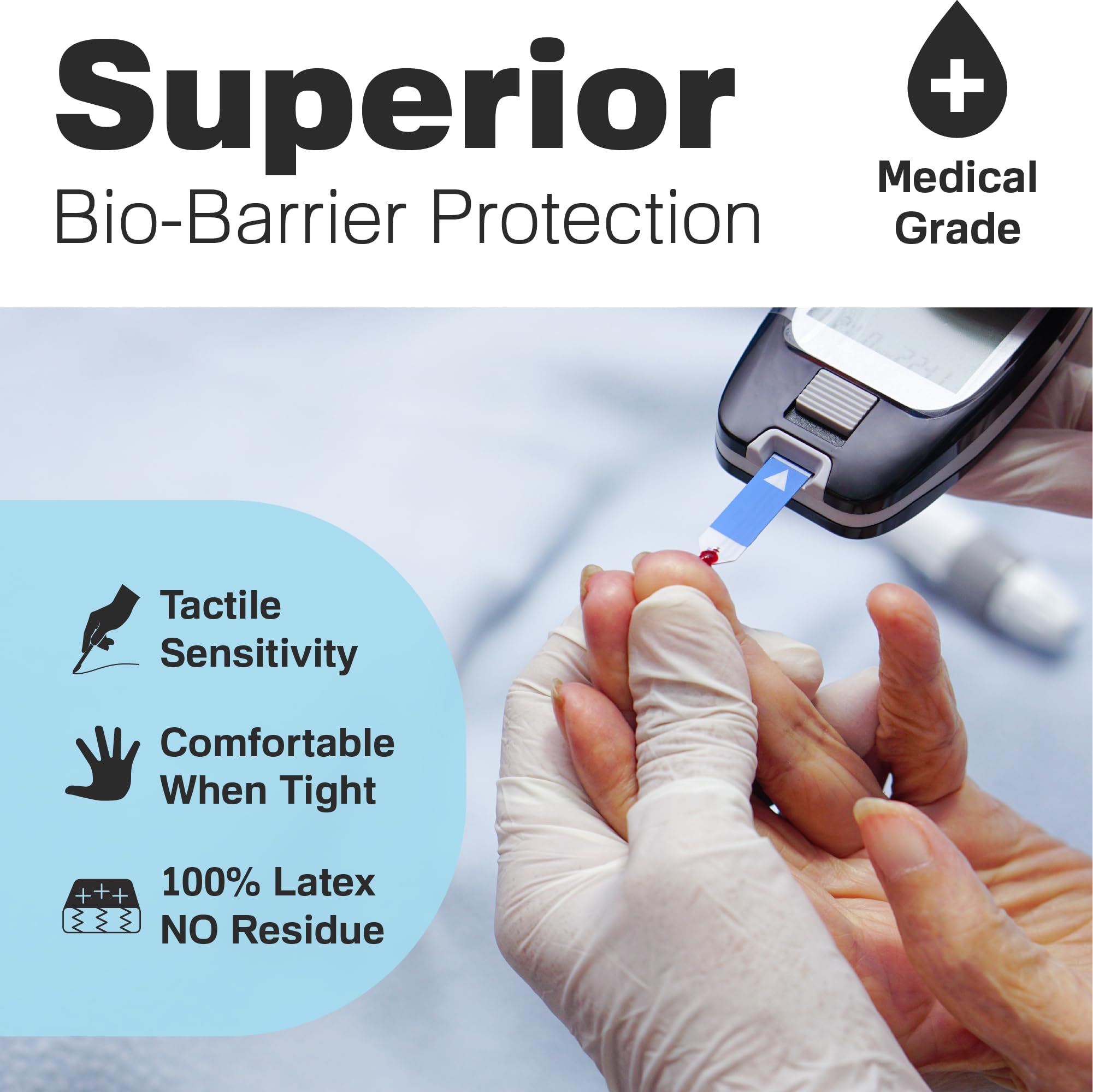 Disposable Latex Gloves Raxwell - Puncture & Heat-Resistant, Powder Free 8.5 mil Rubber Gloves for Cooking, Cleaning, Medical - Food Grade & Medical Grade - Nitrile Free - Large - 100 Count