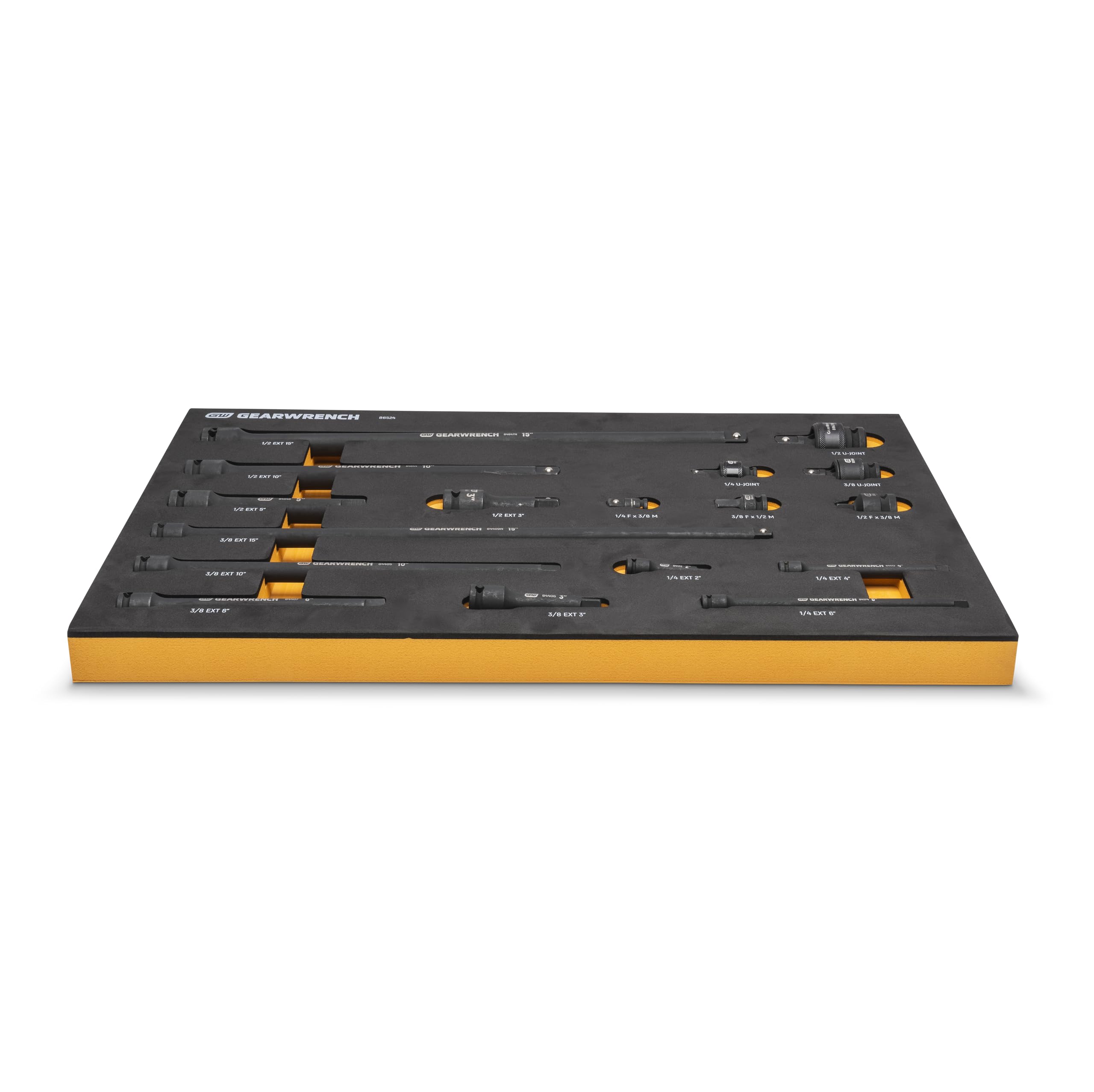 17 Piece GEARWRENCH 1/4", 3/8", 1/2" Impact Drive Tool Accessories Set with EVA Foam Tray - 86524
