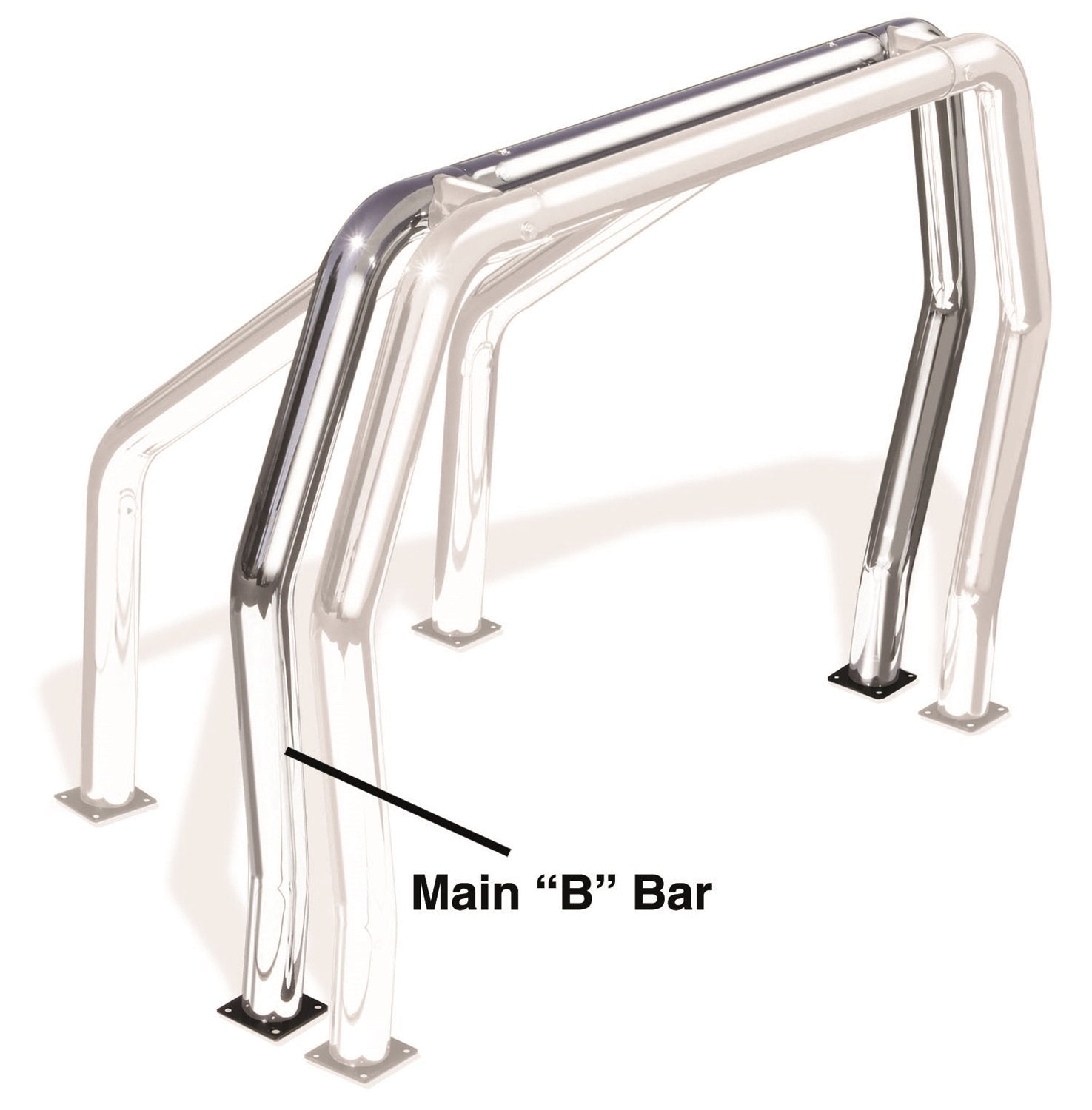 Go Rhino Component Bed Bar - B Main Bar | Mild Steel, Chrome | 92002C