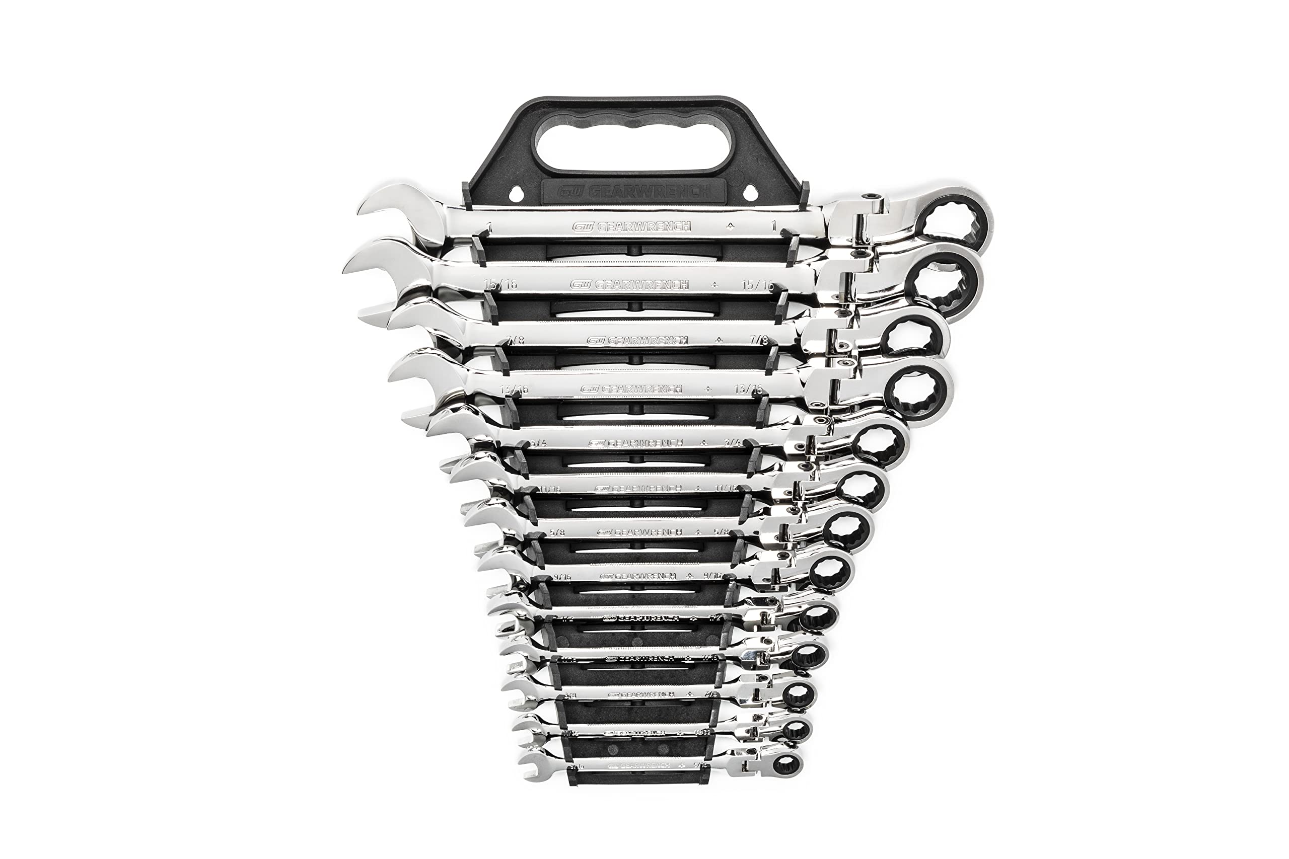 13 Pc. GEARWRENCH 12 Pt. Flex Head Ratcheting Combination Wrench Set, SAE - 9702D