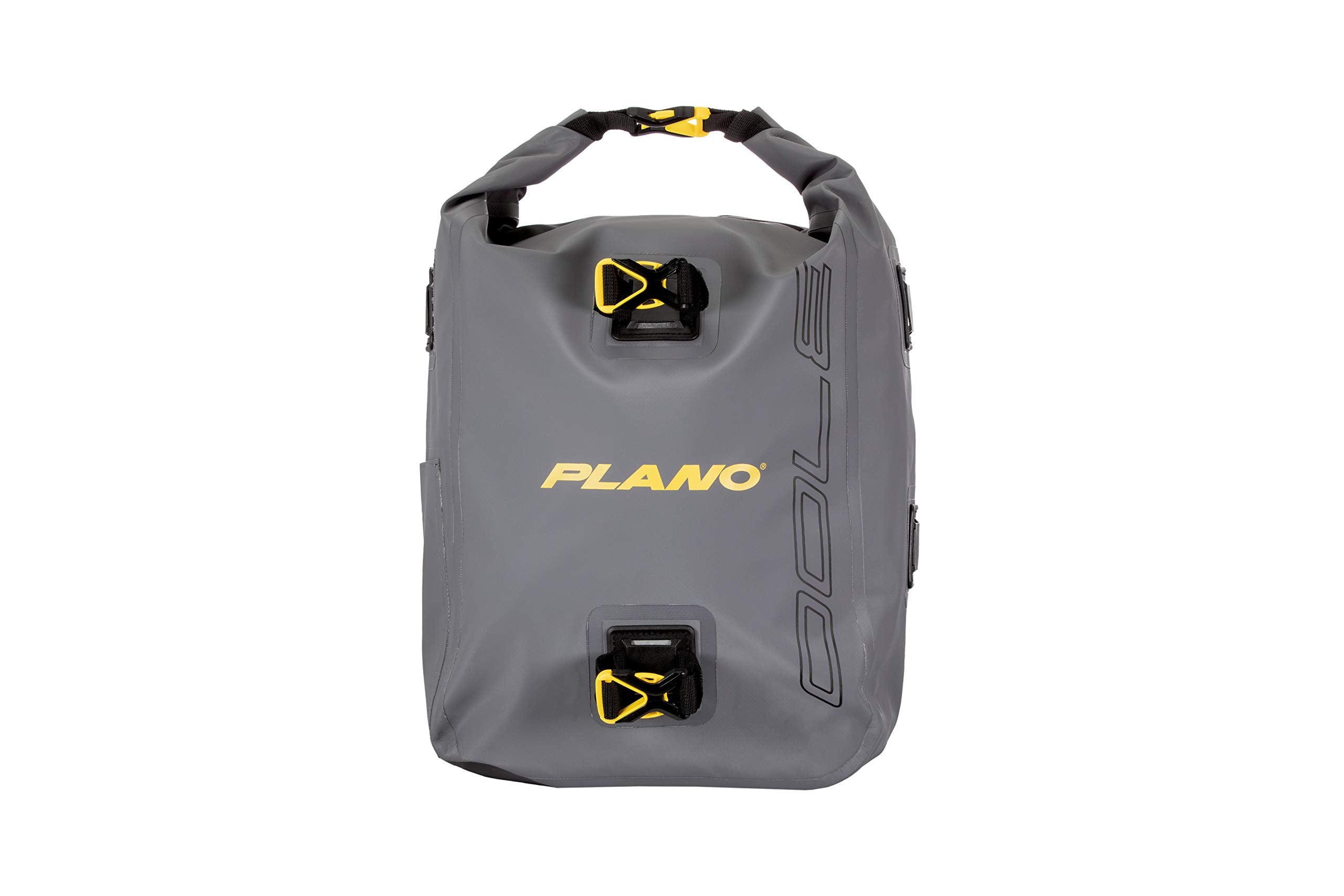 Plano Roll-Top Z-Series Waterproof Fishing Tackle Backpack, Gray Fabric, Includes 2 Clear 3700 StowAway Utility Boxes, Fishing Backpack with Tackle Boxes