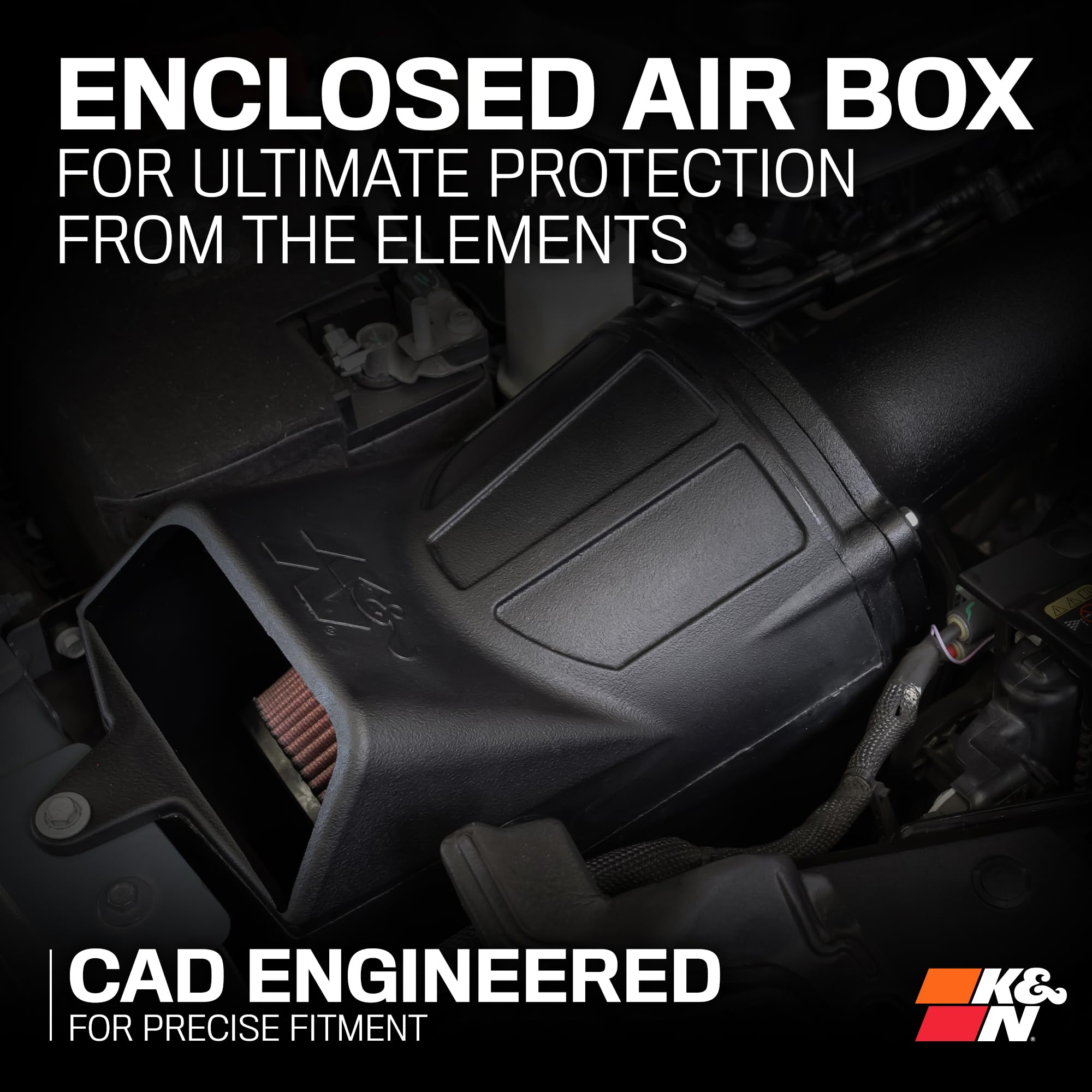 K&N Cold Air Intake System: High-Flow Air Filter, Towing & Increase Performance: Compatible with 2024 Jeep: Wrangler, 63-1597
