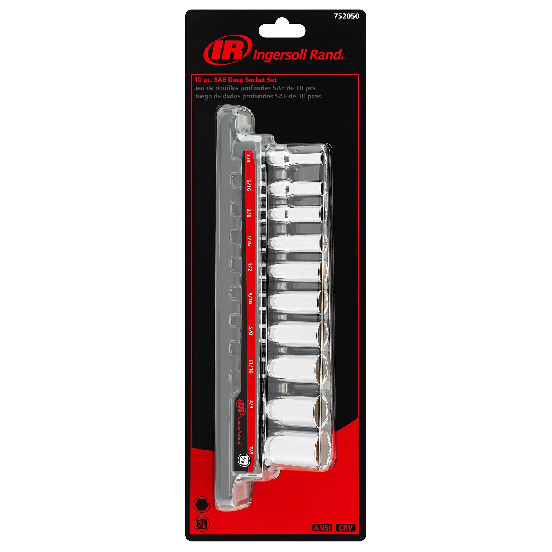 Ingersoll Rand 3/8 in. Drive Deep Socket Set 10 Pc. - SAE 6 Pt.- 752050