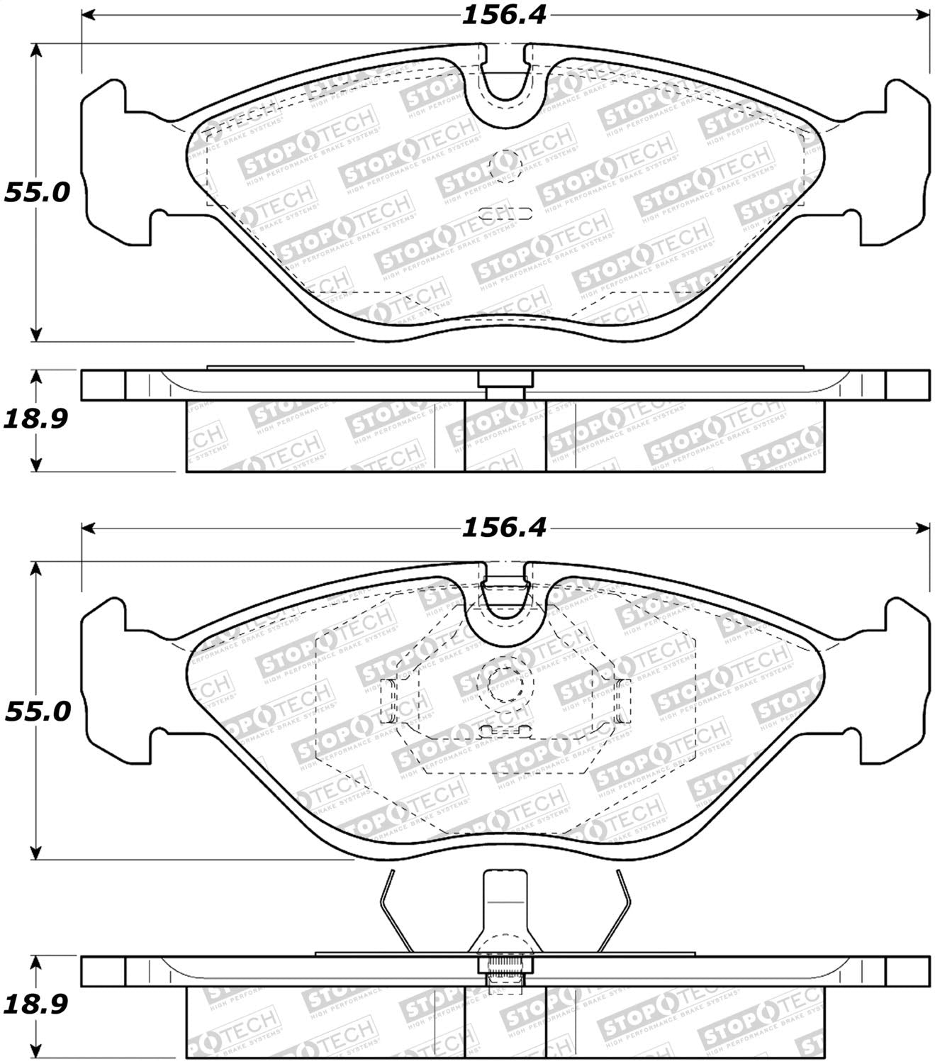 Front StopTech 308.04030 Brake Pads with Shims and Hardware Street