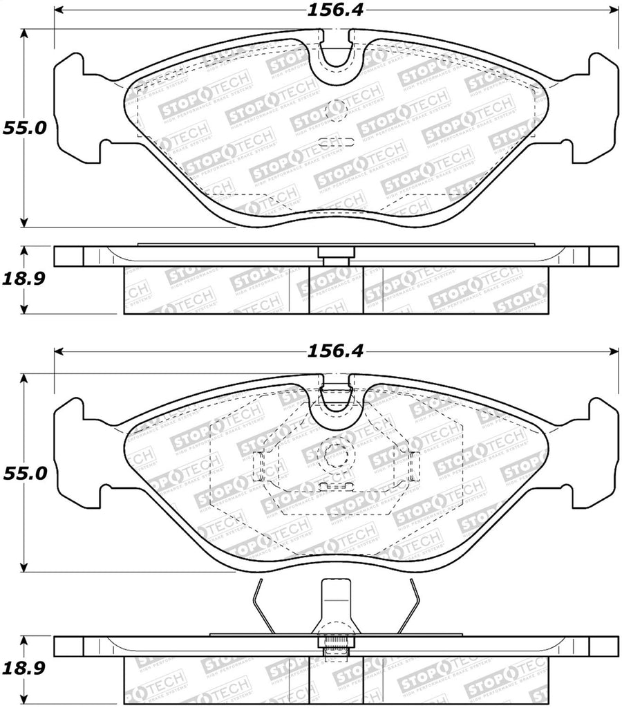 Front StopTech 308.04030 Brake Pads with Shims and Hardware Street