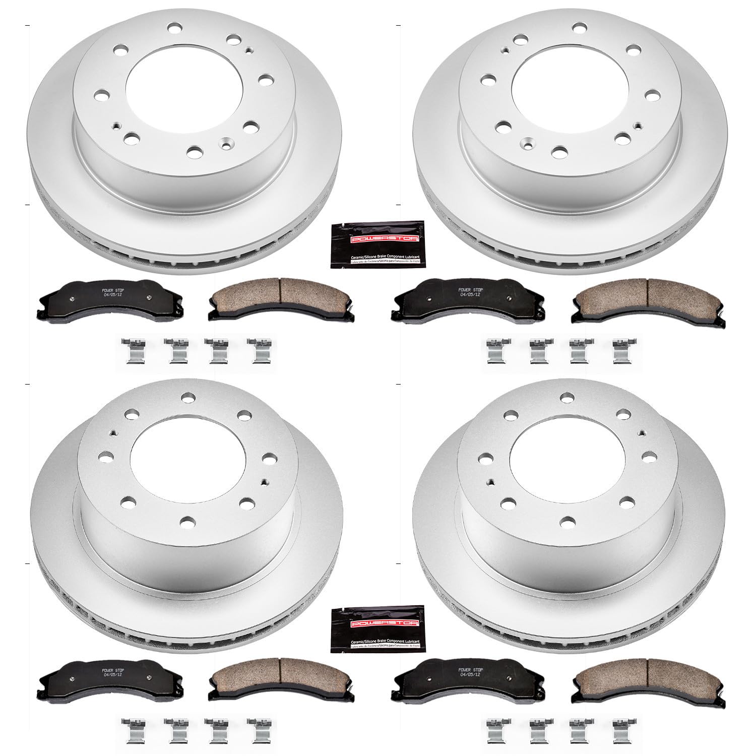 Power Stop CRK5561 Brake Rotor & Coated Ceramic Brake Pads- front & rear For Chevrolet Silverado 2500, Chevrolet Silverado 3500, GMC Sierra 2500, GMC Sierra 350 [Model Specific]
