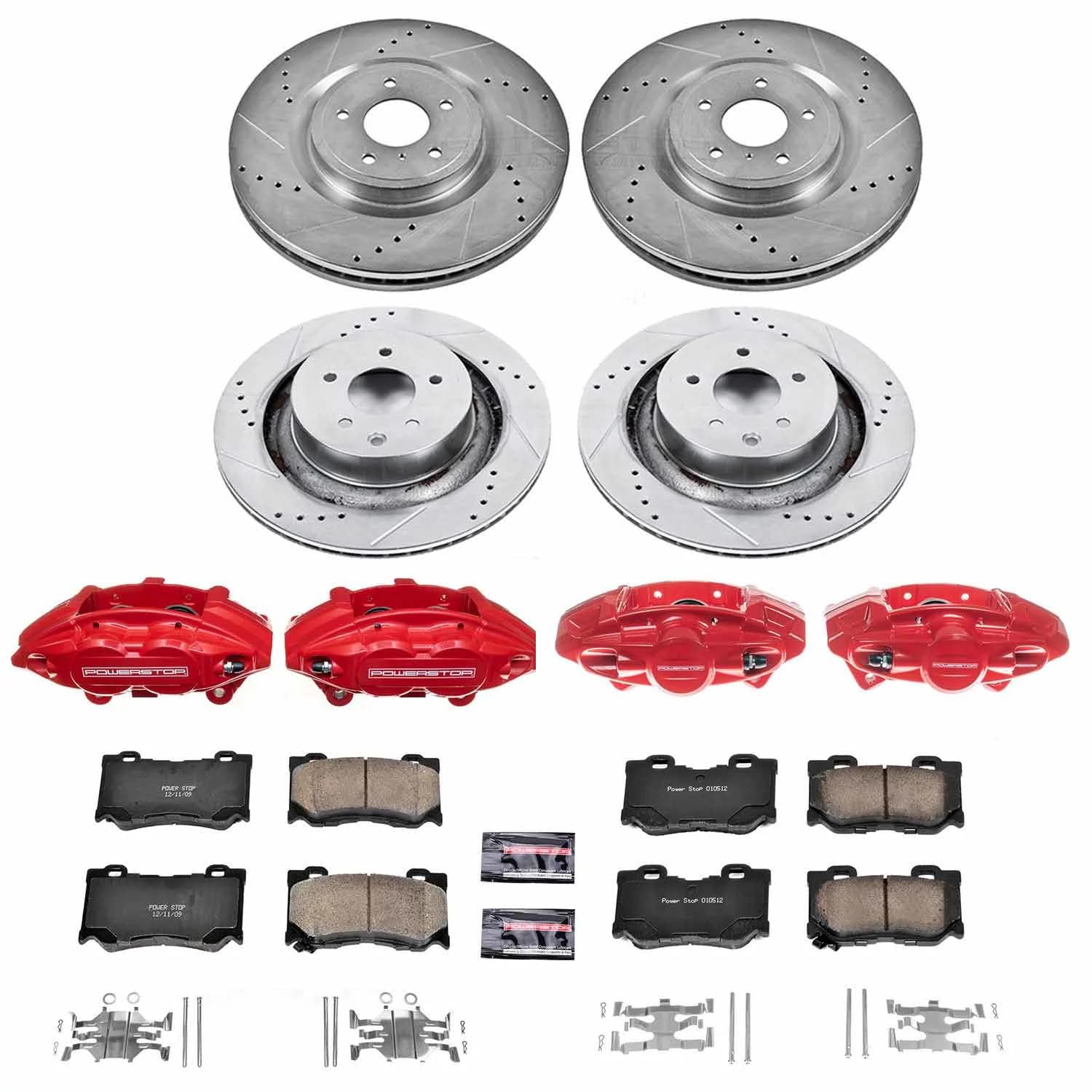 Power Stop 1-Click Performance Front Brake Kit with Calipers For Acura Integra, Honda CR-V, Honda Odyssey, Honda Prelude, Isuzu Oasis [Model Specific]