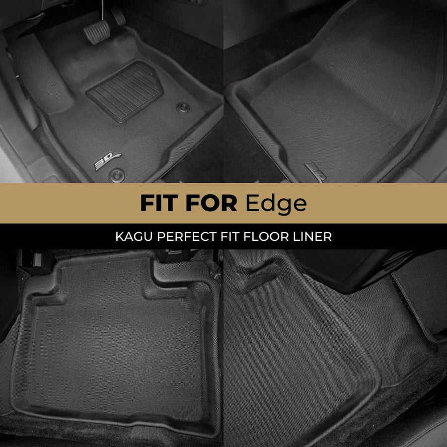 Kagu Floor Mat (Black) 3D MAXpider Custom Fit Compatible with Ford Edge 2015-2024 - Full Set