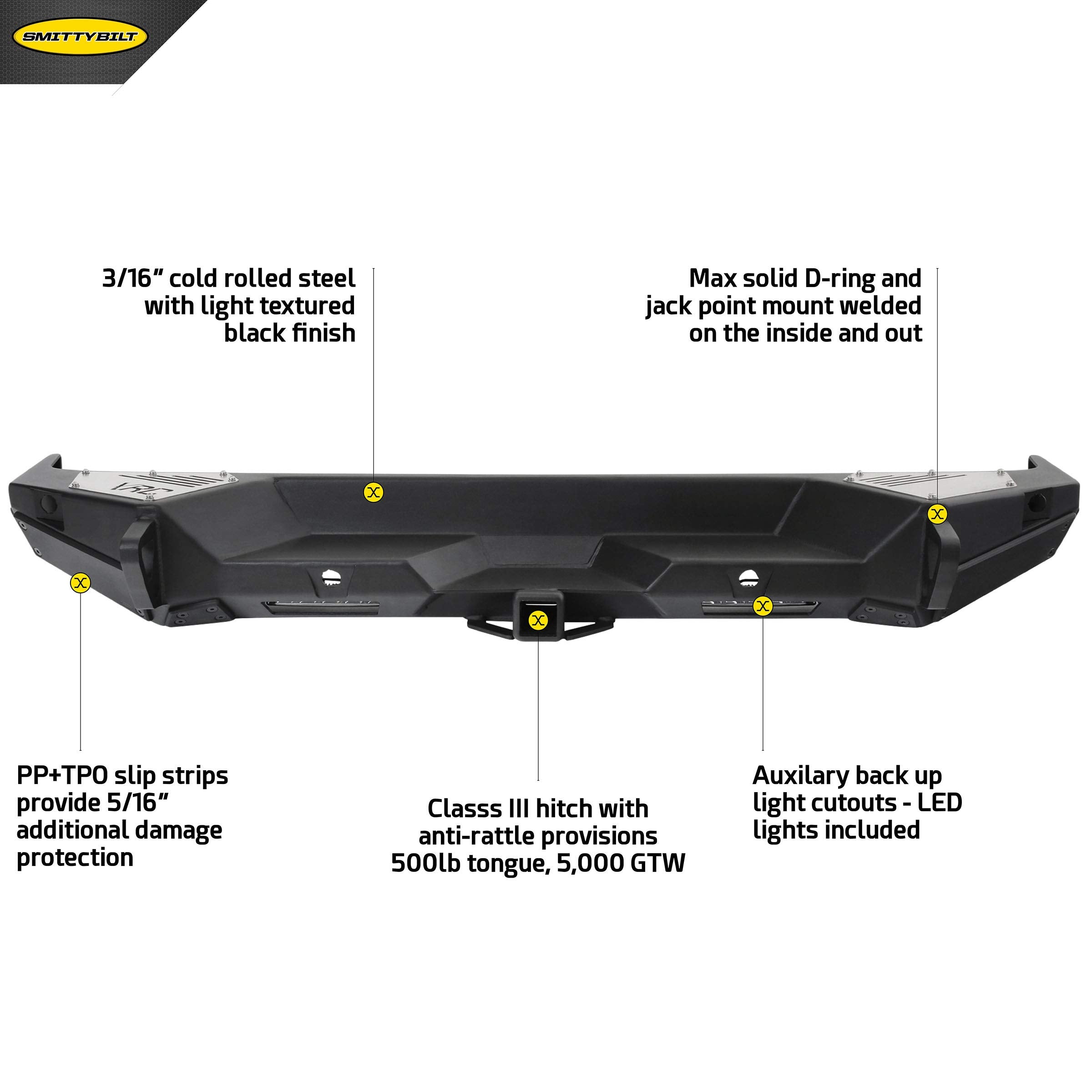 Gen2 Smittybilt 77858 XRC Rear Bumper for 2018 Jeep Wrangler JL 2/4 Door