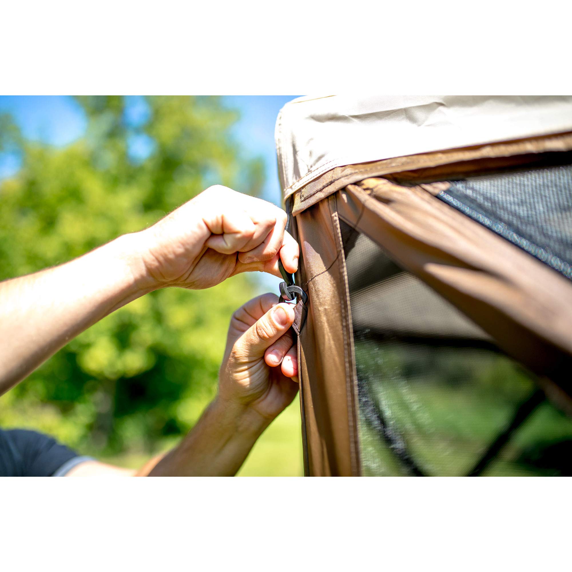 CLAM Quick-Set Portable Outdoor Escape Sky/Sky Camper Screened Gazebo Canopy Tent Rain Fly Tarp with Carry Bag, Cover Only, Tan