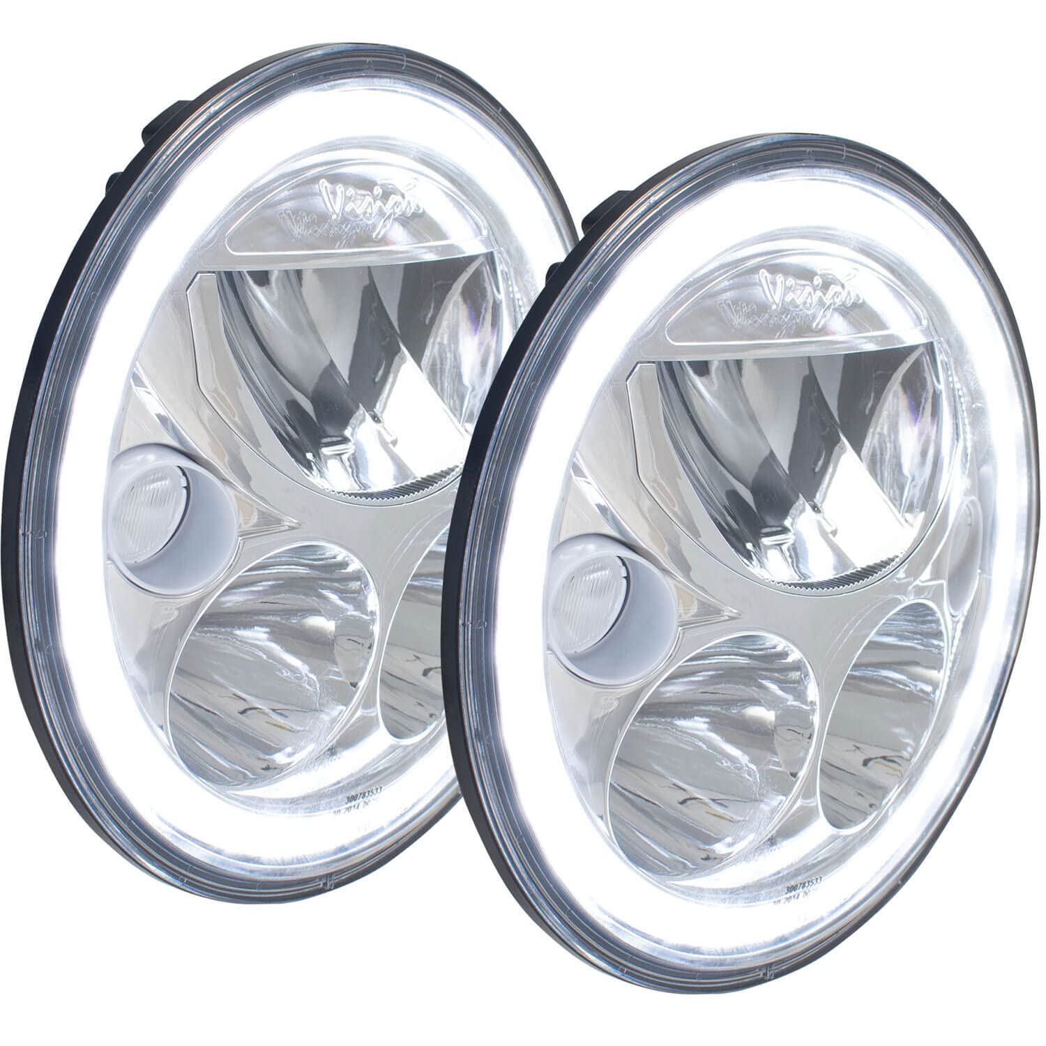 7" Round Vision X Lighting (XIL-7RDKITJK) VX LED Headlight for Jeep JK, 2 Light Kit, Polished Chrome Face