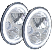 7" Round Vision X Lighting (XIL-7RDKITJK) VX LED Headlight for Jeep JK, 2 Light Kit, Polished Chrome Face