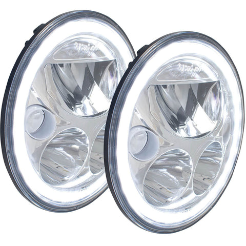 7" Round Vision X Lighting (XIL-7RDKITJK) VX LED Headlight for Jeep JK, 2 Light Kit, Polished Chrome Face