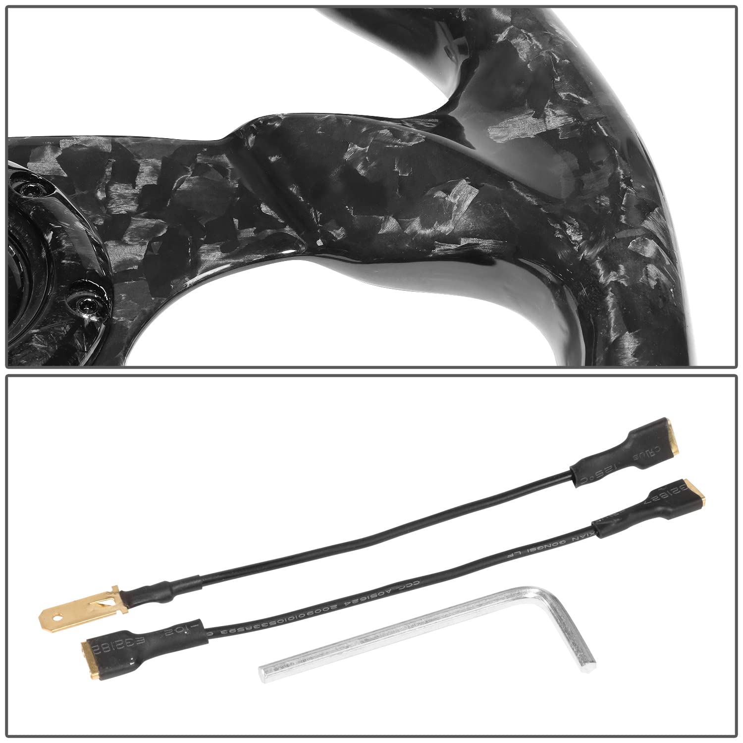 NRG Innovations Carbon Fiber Steering Wheel NRG-ST-009FC-BK Shinny Black Forged 320mm, 3 Spoke Flat Bottom Wheel