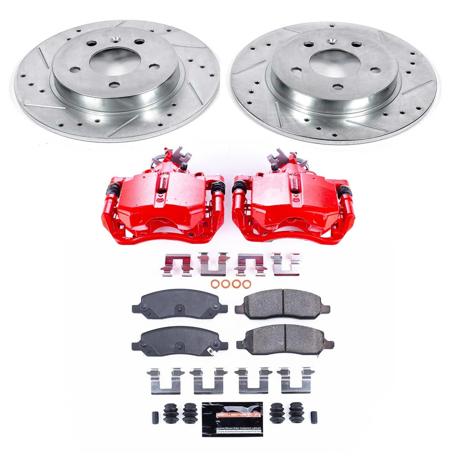 Power Stop Z23 Evolution KC4658 Rear Caliper Kit-Rotors, Carbon-Fiber Ceramic Brake Pads, Calipers For Buick Lucerne 2006-2011, Cadillac DTS 2006-2011 [Model Specific]