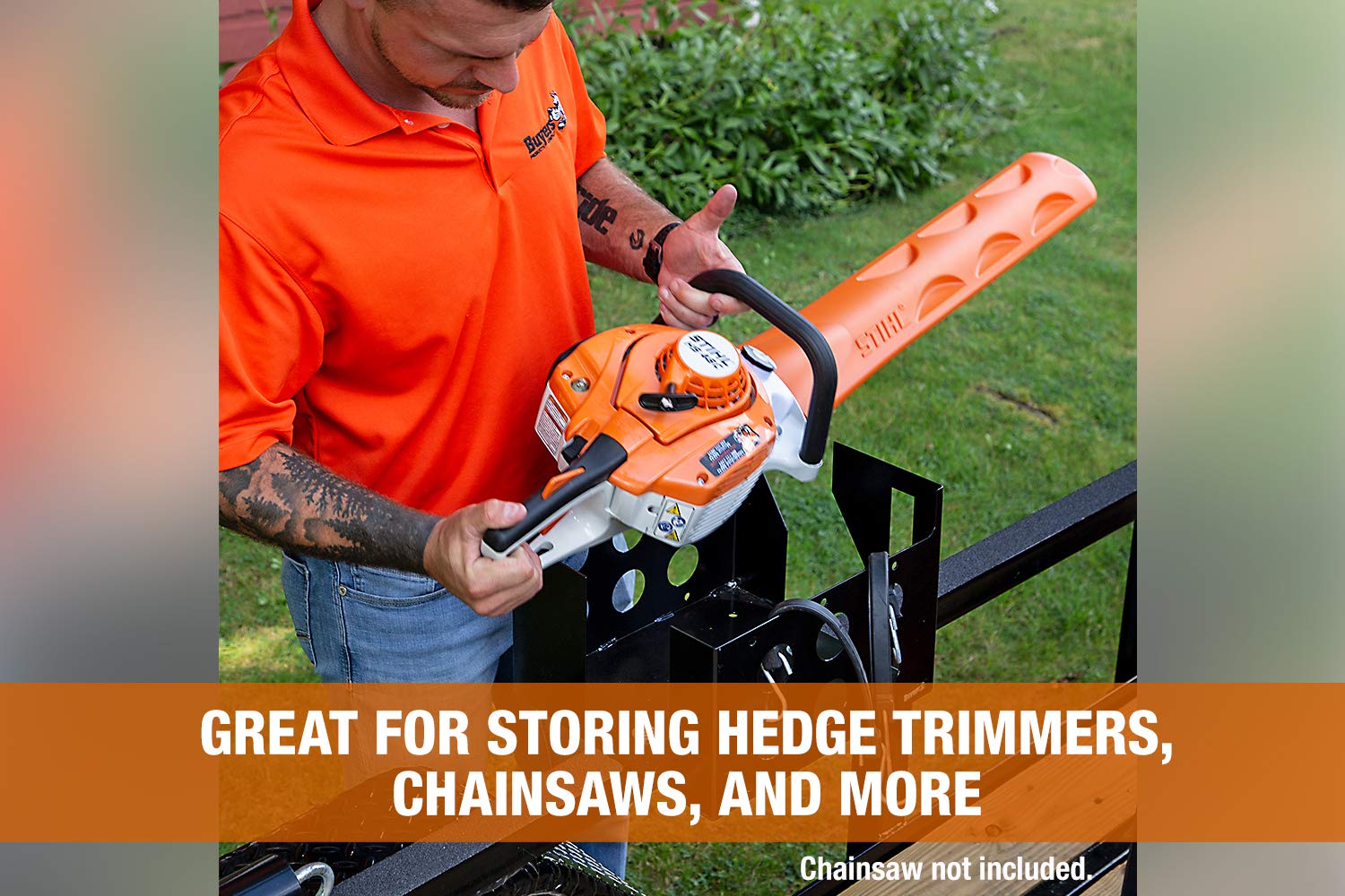 LT15 Buyers Products Rack Organizer for Lawn & Yard Hedge Trimmers, Chainsaws, Blowers and More, Made In the USA, Open & Enclosed Landscape Trailer Accessories, Lawn Care Equipment