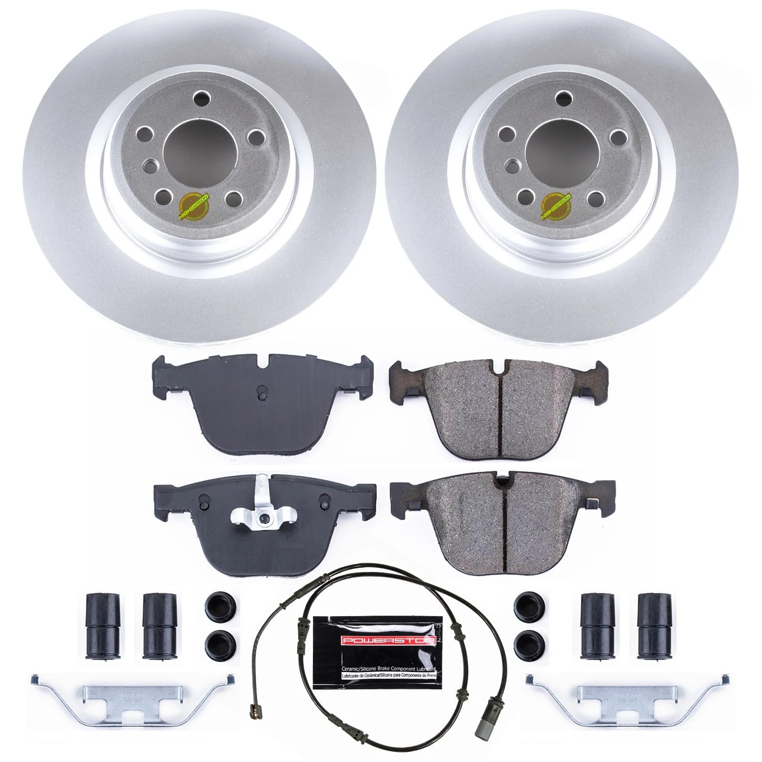 Coated Brake Rotor and Ceramic Brake Pads Power Stop CRK7087- Rear For 750Li, 750Li xDrive, 750i, 750i xDrive, 760Li, Alpina B7, Alpina B7 xDrive, Alpina B7L, Alpina B7L xDrive [Model Specific]