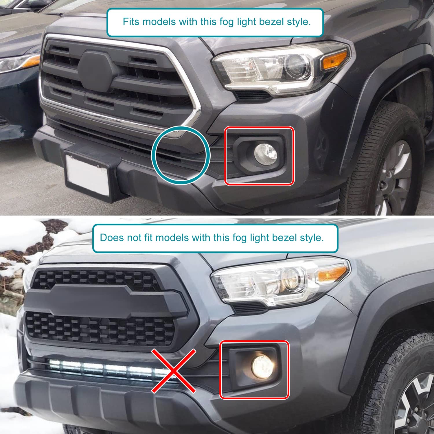 Fog Lights + Bezel Cover + Switch SPEC-D TUNING Compatible with 2016-2022 Toyota Tacoma, L+R Pair Assembly