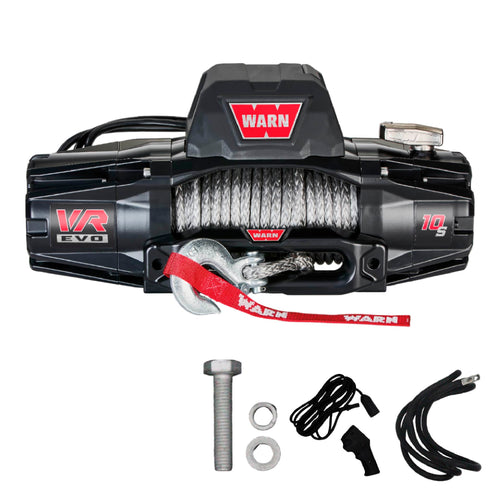 10-S WARN VR EVO Electric 12V Winch – 10,000 lb Pull Capacity, Synthetic Rope, IP68 Waterproof, High-Performance Off-Road Recovery Winch for Trucks, Jeeps, and SUVs