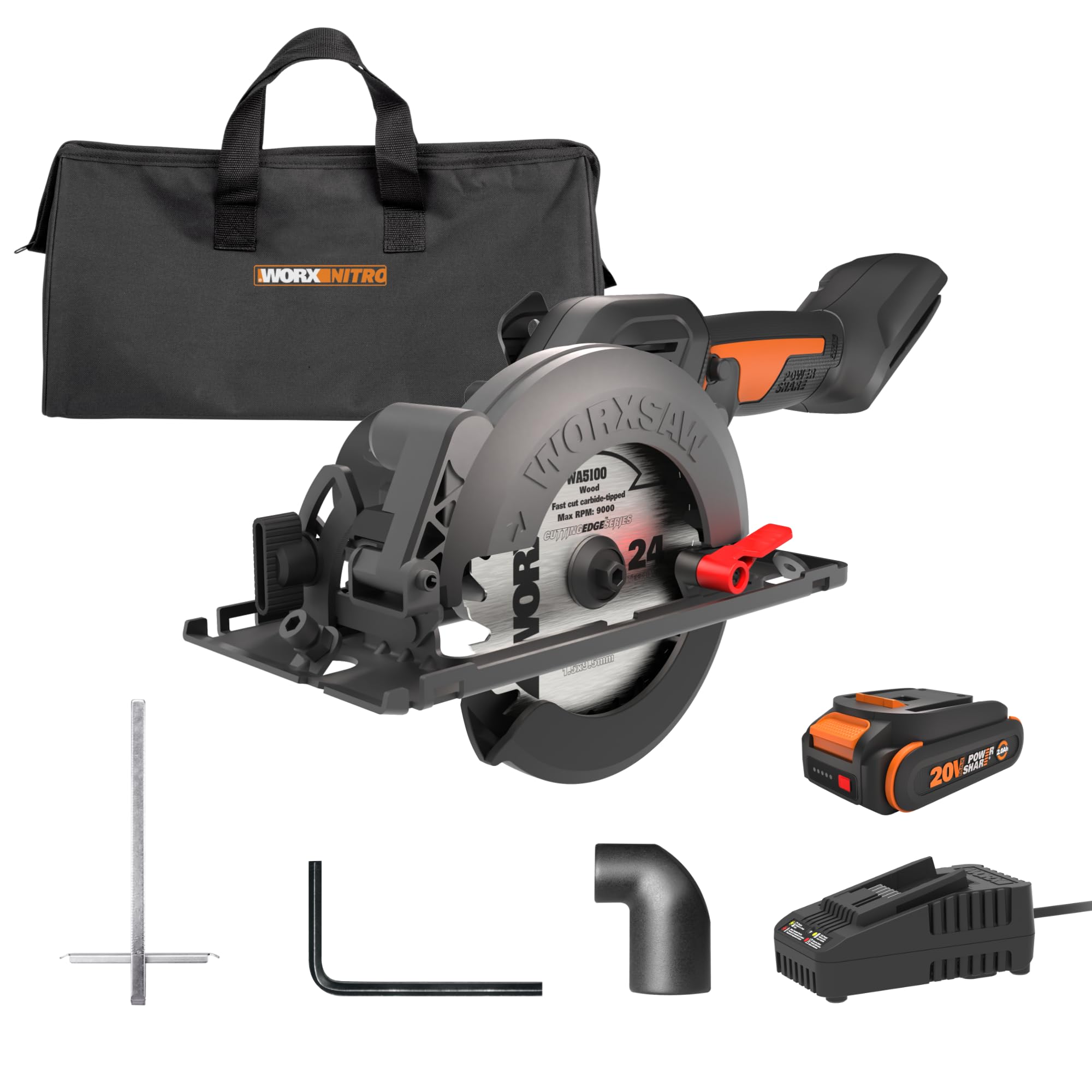 WORXSAW 20V Worx WX531L 4.5" Cordless Compact Circular Saw