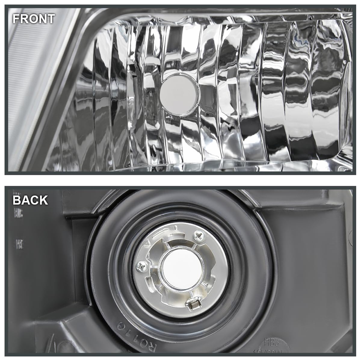 Chrome Headlights SPEC-D TUNING Compatible with 2009-2020 Dodge Journey, Left + Right Pair Headlamps Assembly