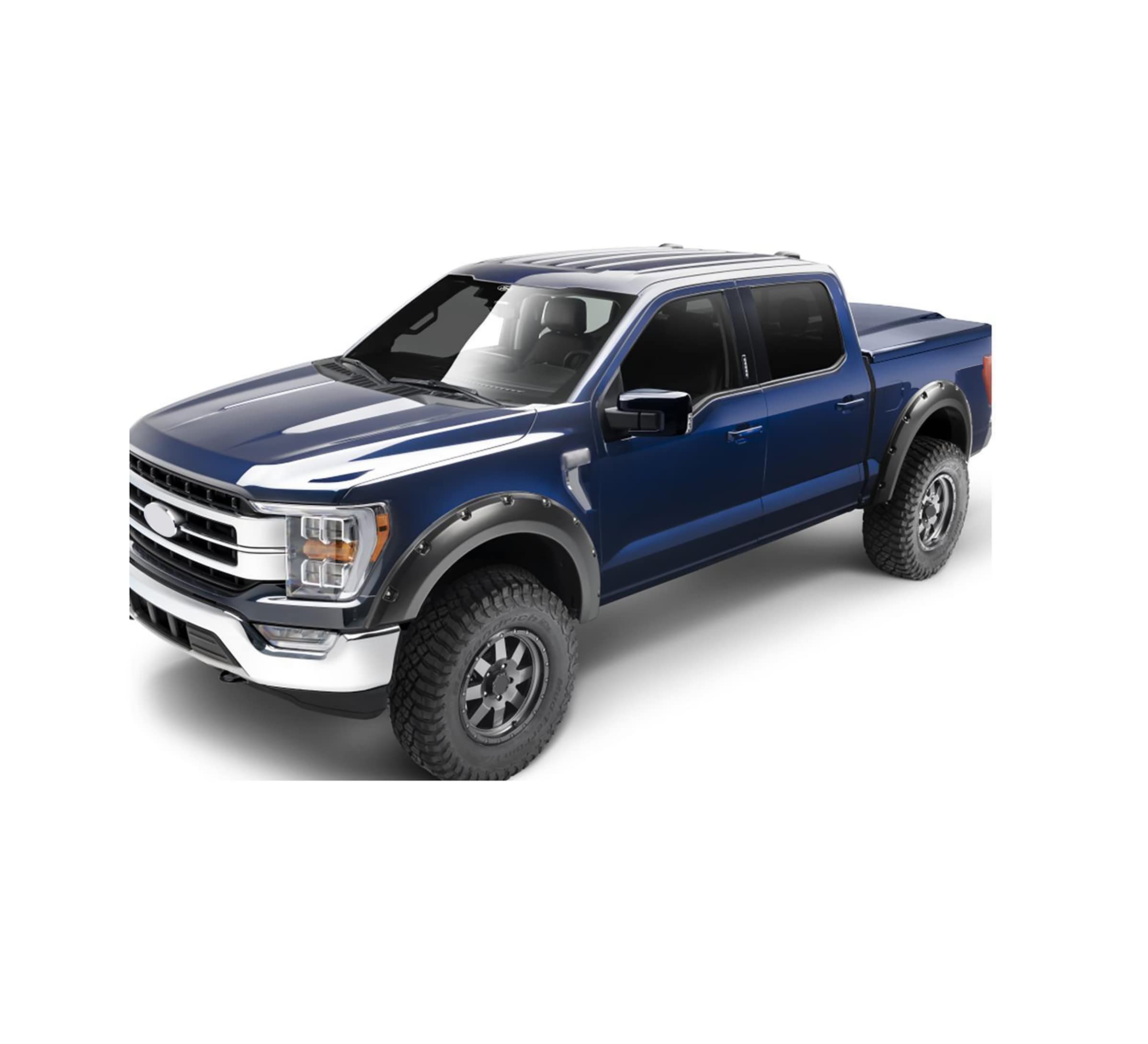 FENDER FLARES Black Horse Smooth Pocket Style Black Compatible with 2018-2021 Ford F-150-FF-FOF18SM