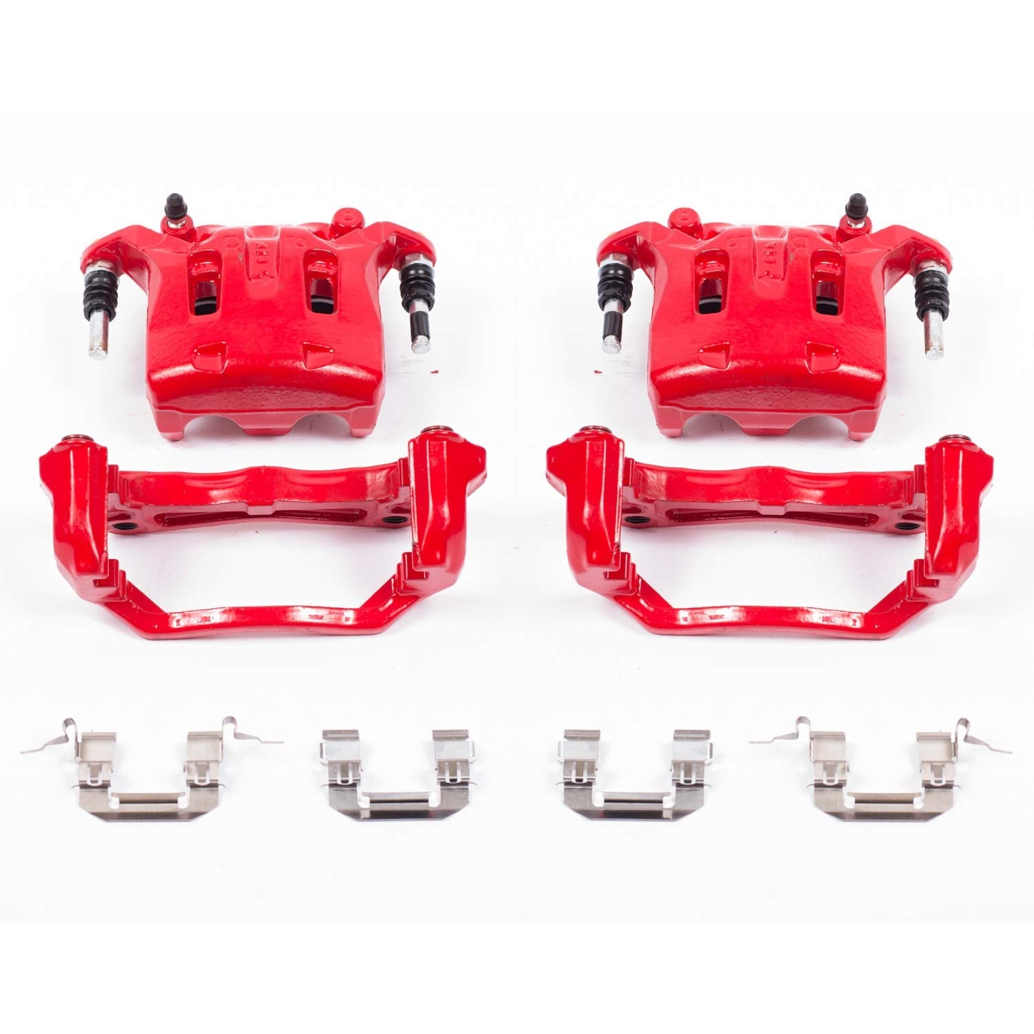 Power Stop S2870B Front Pair of High-Temp Red Powder Coated Calipers For EX35, E, G25, G35, G37, M35, M35h, M37, M45, M56, INFINITI, Q70, Q70L, QX50, QX70, 370Z, Murano [Model Specific]