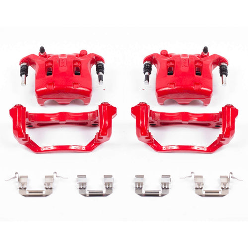 Power Stop S2870B Front Pair of High-Temp Red Powder Coated Calipers For EX35, E, G25, G35, G37, M35, M35h, M37, M45, M56, INFINITI, Q70, Q70L, QX50, QX70, 370Z, Murano [Model Specific]