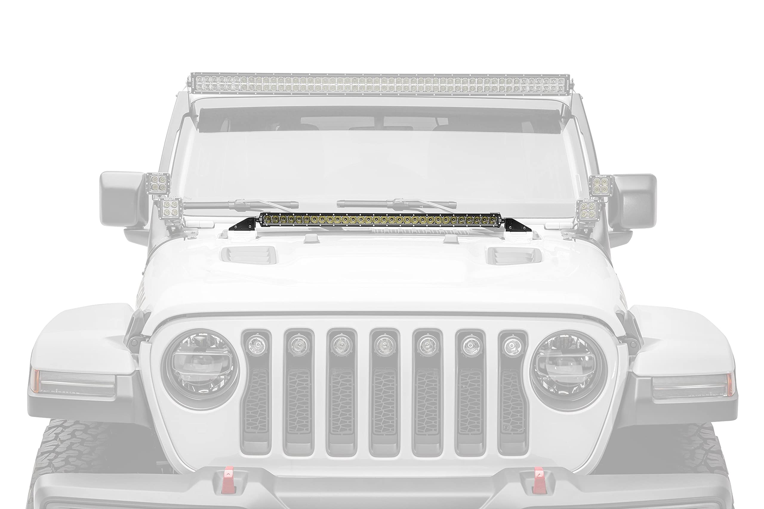 Hood Cowl LED Kit ZROADZ - Compatible w/Jeep JL and Gladiator - Incl. 30 Inch LED Light - Mild Steel Gloss Black Finish - Bolt-On Easy Installation - PN #Z364931-KIT