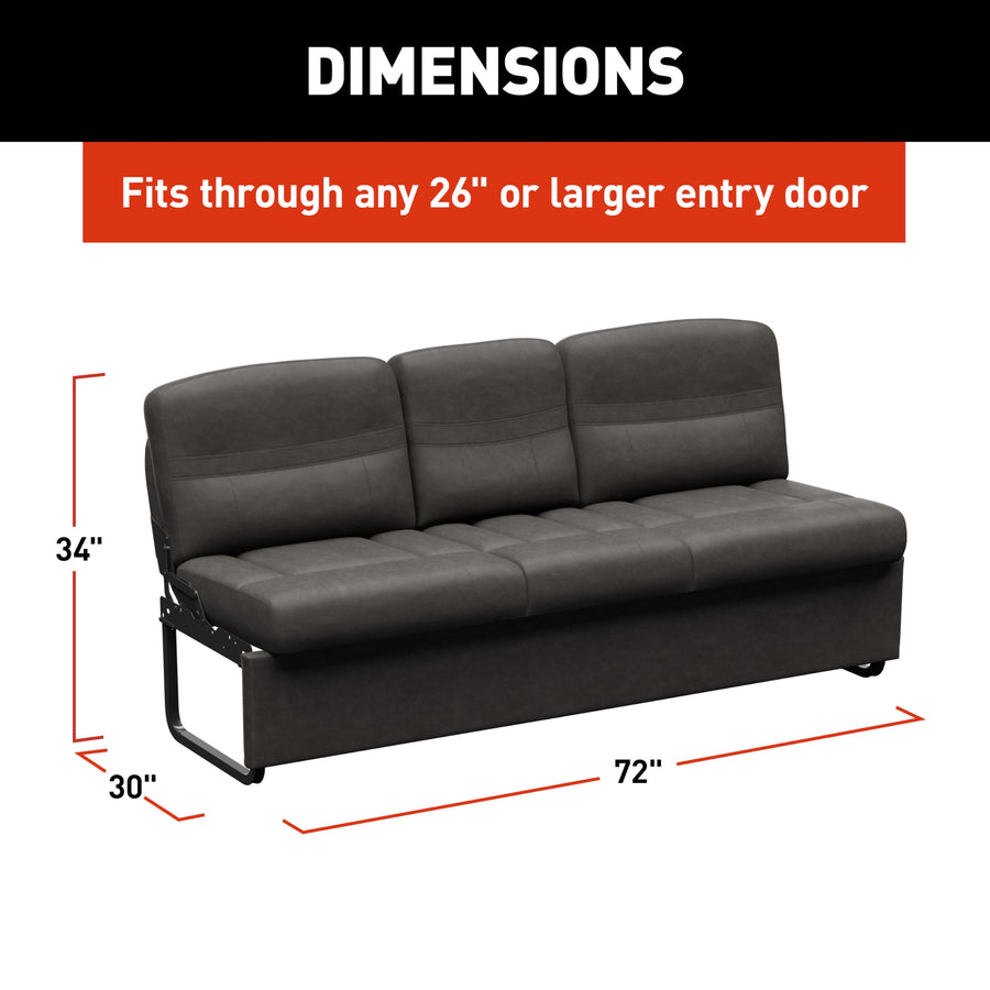 72" Thomas Payne Signature McCoy RV Jackknife Sleeper Sofa with Matching Kickboard, Easy Transition, High-Density Foam Cushioning, Fold-Down Center, Dual Cupholders - 2024044414