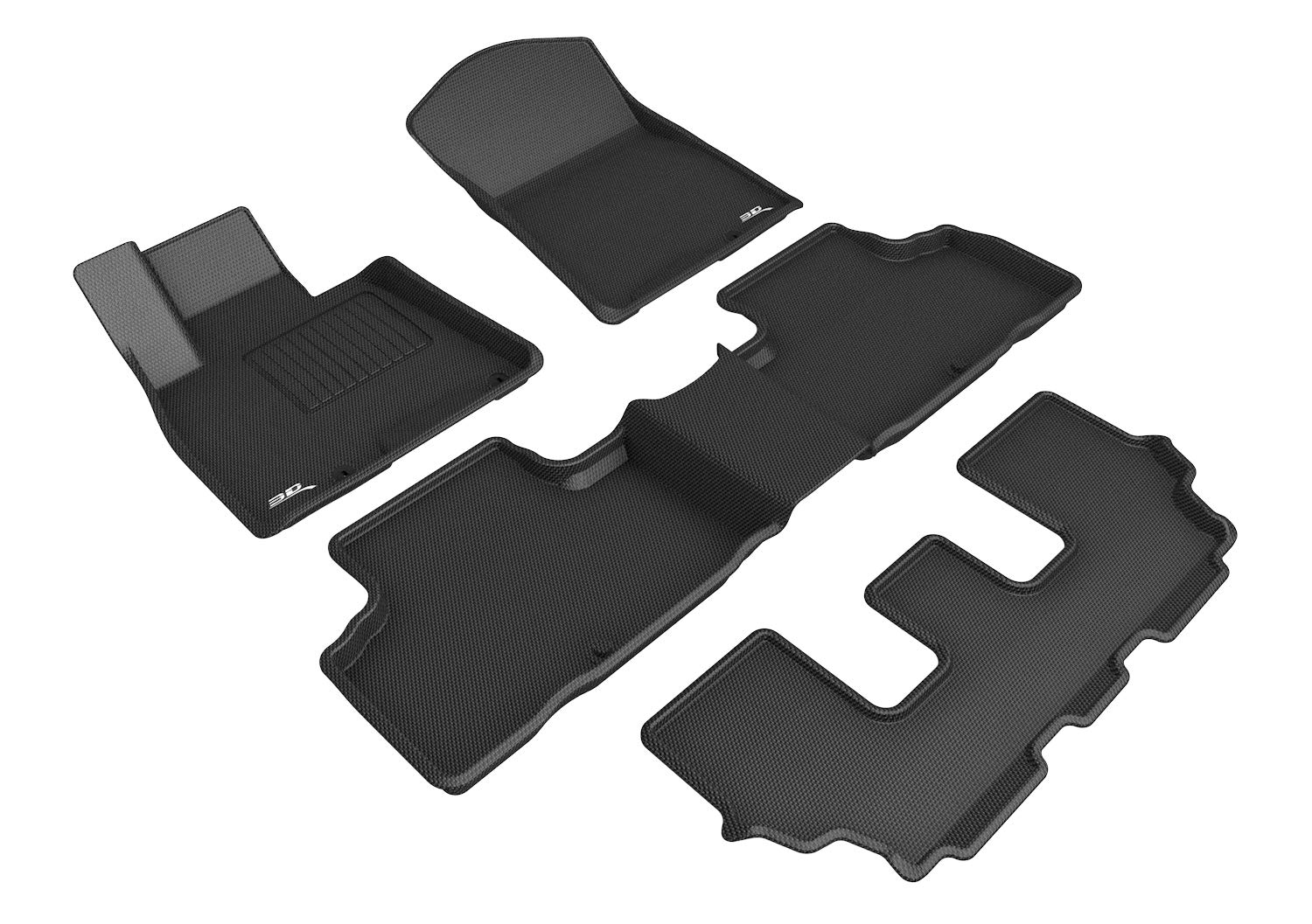 Complete Set 3D MAXpider Custom Fit All-Weather Floor Mats for 2021 Genesis GV80 - Kagu Rubber (Black)