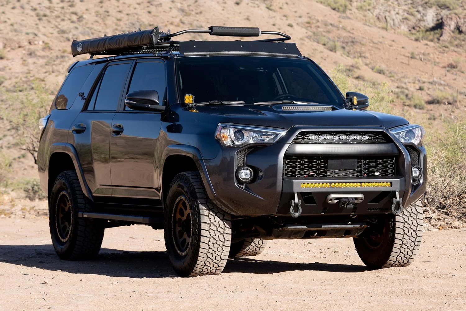 Front Magnum Bumper Winch RT Style Guard Black Compatible with Select 2014-2024 4Runner