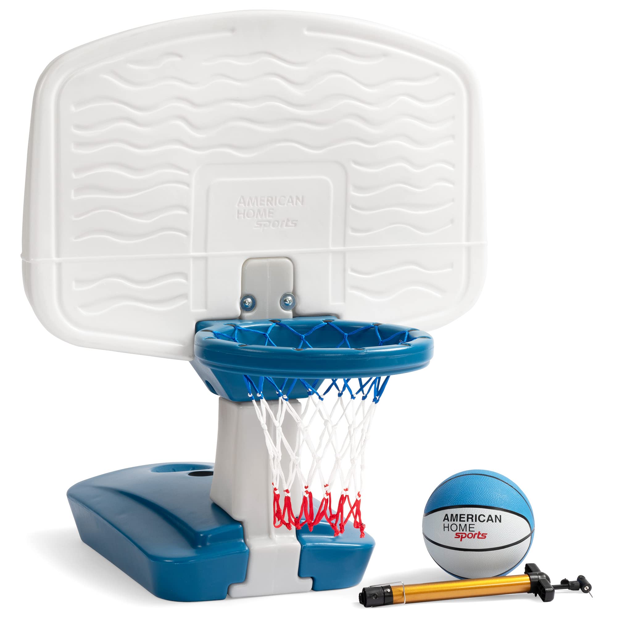 Simplay3 Basketball Hoop Pooltime Game Set for Swimming Pools, Includes Ball, Pump and Net- Blue, Ages 8+, Made in The USA