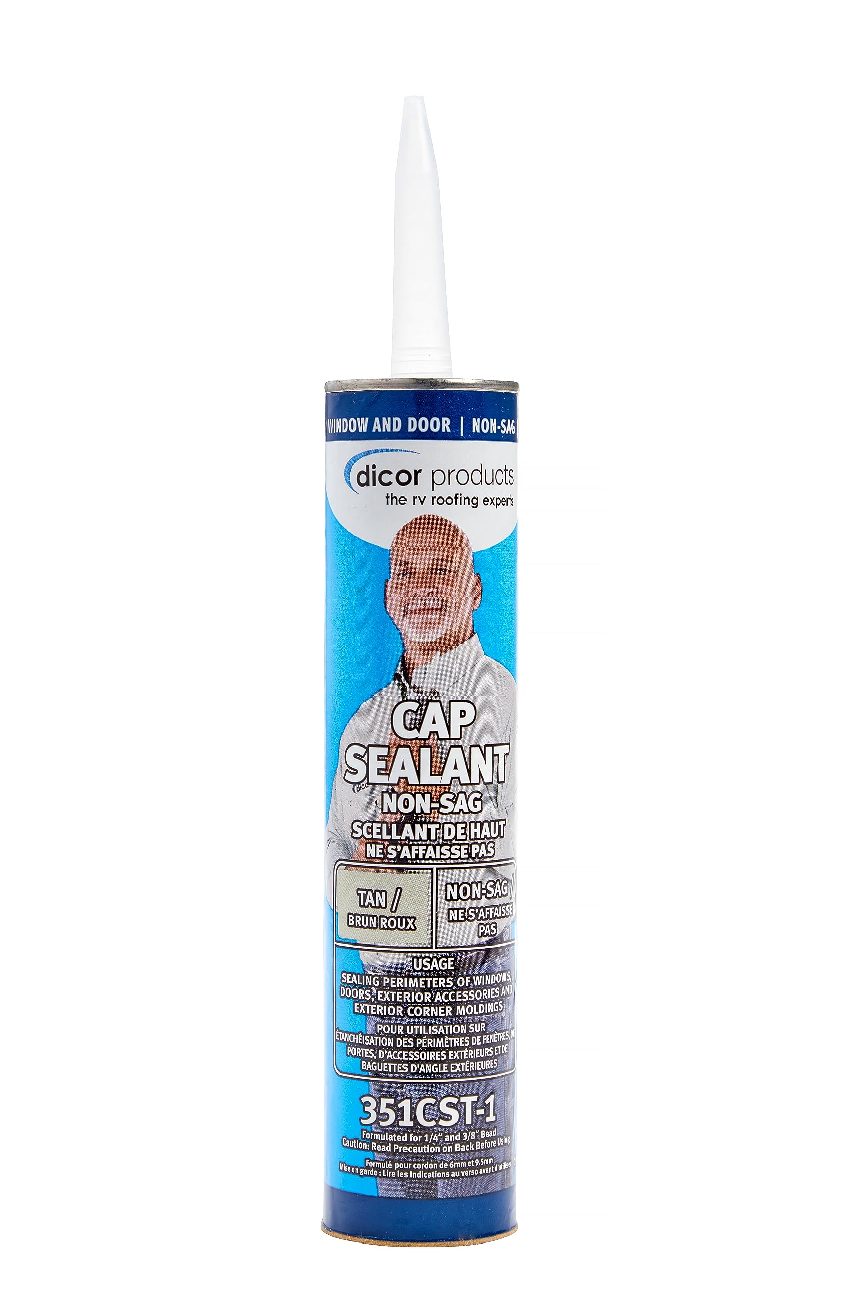Tan Dicor 351CST-1 HAPS-Free Cap Sealant for RV Window and Door Maintenance