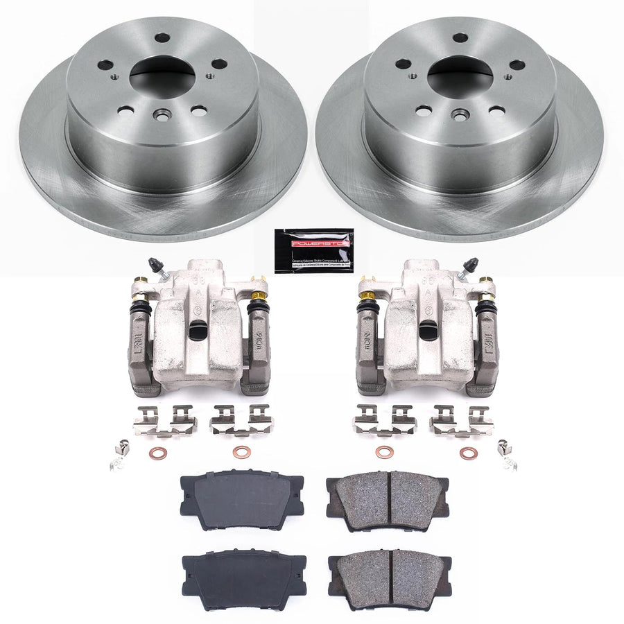 Power Stop KCOE6520 Replacement Autospeciality Rear Caliper Kit- OE Rotors, Ceramic Brake Pads, Calipers For Lexus ES300h, Lexus ES350, Toyota Avalon, Toyota Camry [Model Specific]