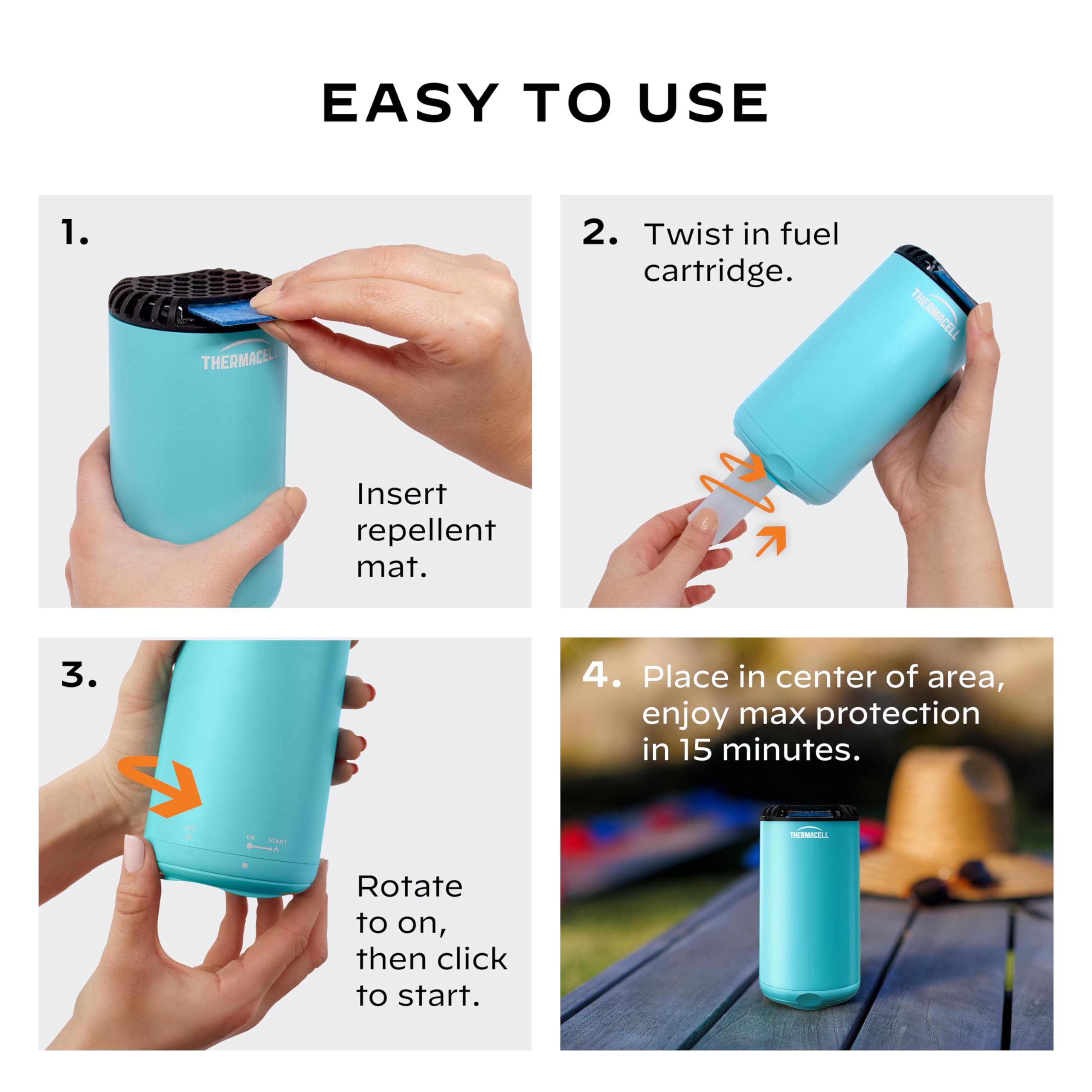 Mosquito Repeller Thermacell Patio Shield; Includes 12-Hour Refill; 15 Foot Zone of Protection; Highly Effective Mosquito Repellent for Patio; Bug Spray Alternative; Scent Free