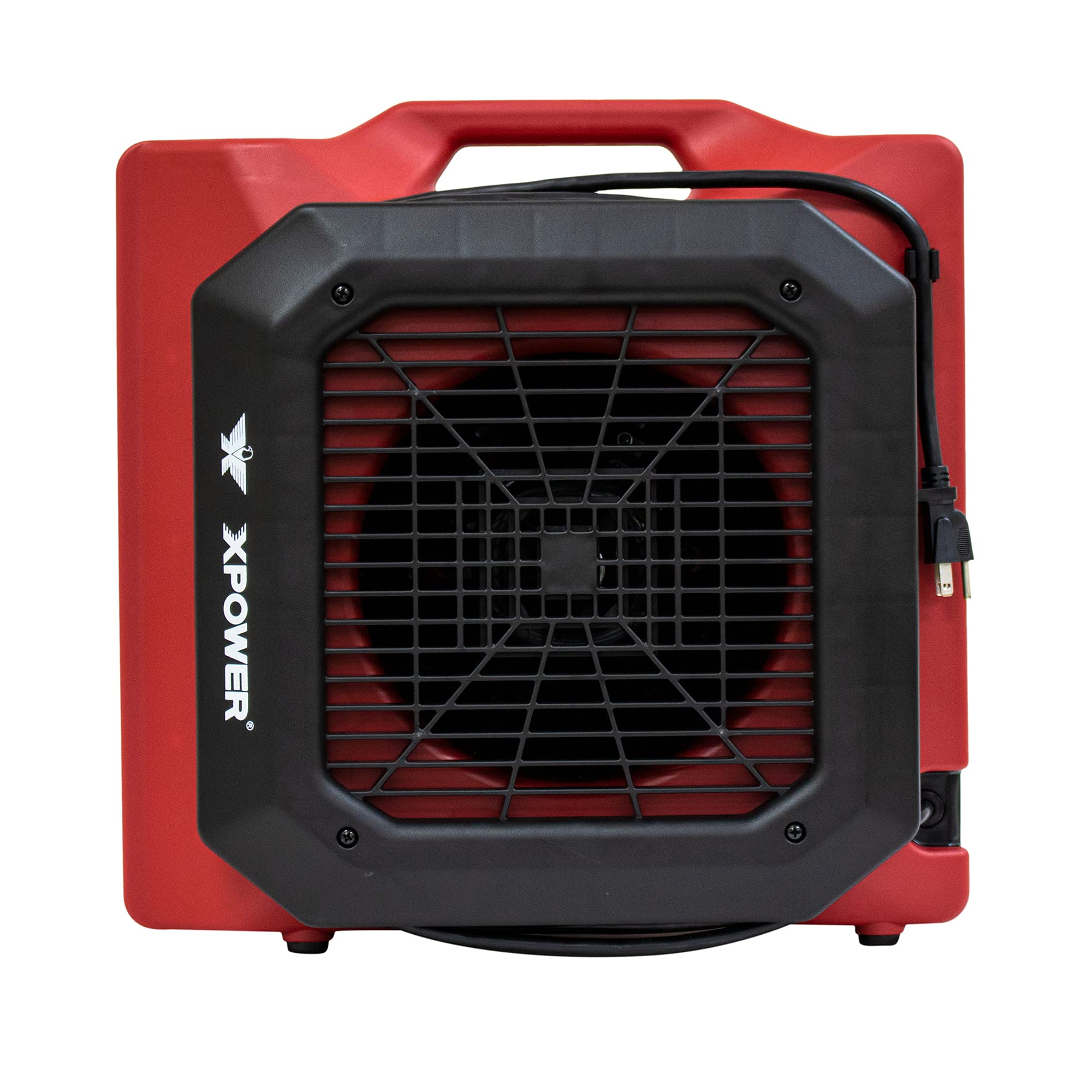 Low Profile XPOWER PL-700A Air Mover, Floor Fan, Carpet Dryer, Blower with Power Outlets for Water Damage Restoration, Commercial Cleaning and Plumbing Use - 1/3 HP, 1050 CFM, 3 Speeds, Red