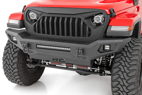 Rough Country Full-Width Front Bumper for Jeep Gladiator JT/Wrangler JK & JL/Unlimited with 20" LED Bar & 2" Cube Lights