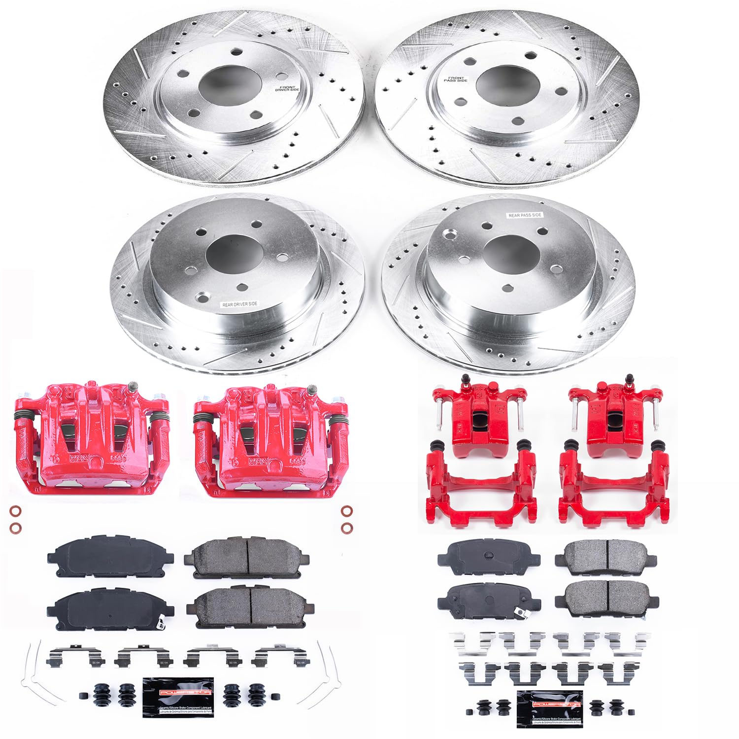Power Stop Z23 Evolution Sport Brake Upgrade Kit KC6361 with Powder Coated Calipers For Nissan Quest 2011-2017 [Model Specific]