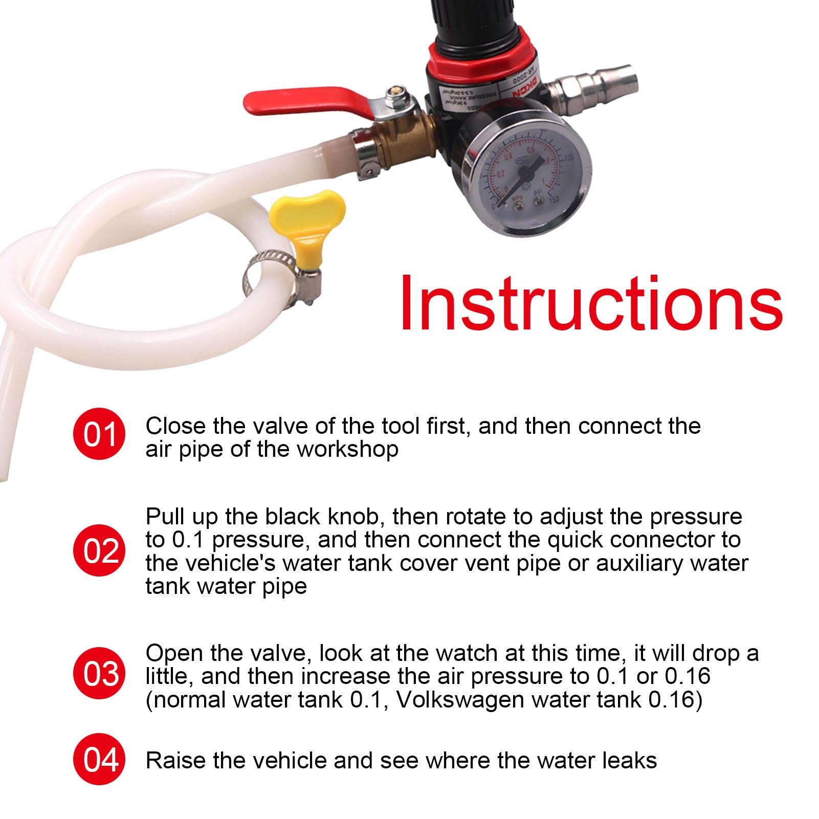 Automotive Water Tank Leak Test Tool, Car Cooling Radiator Pressure Tester | Fast and Efficient Dedaiby