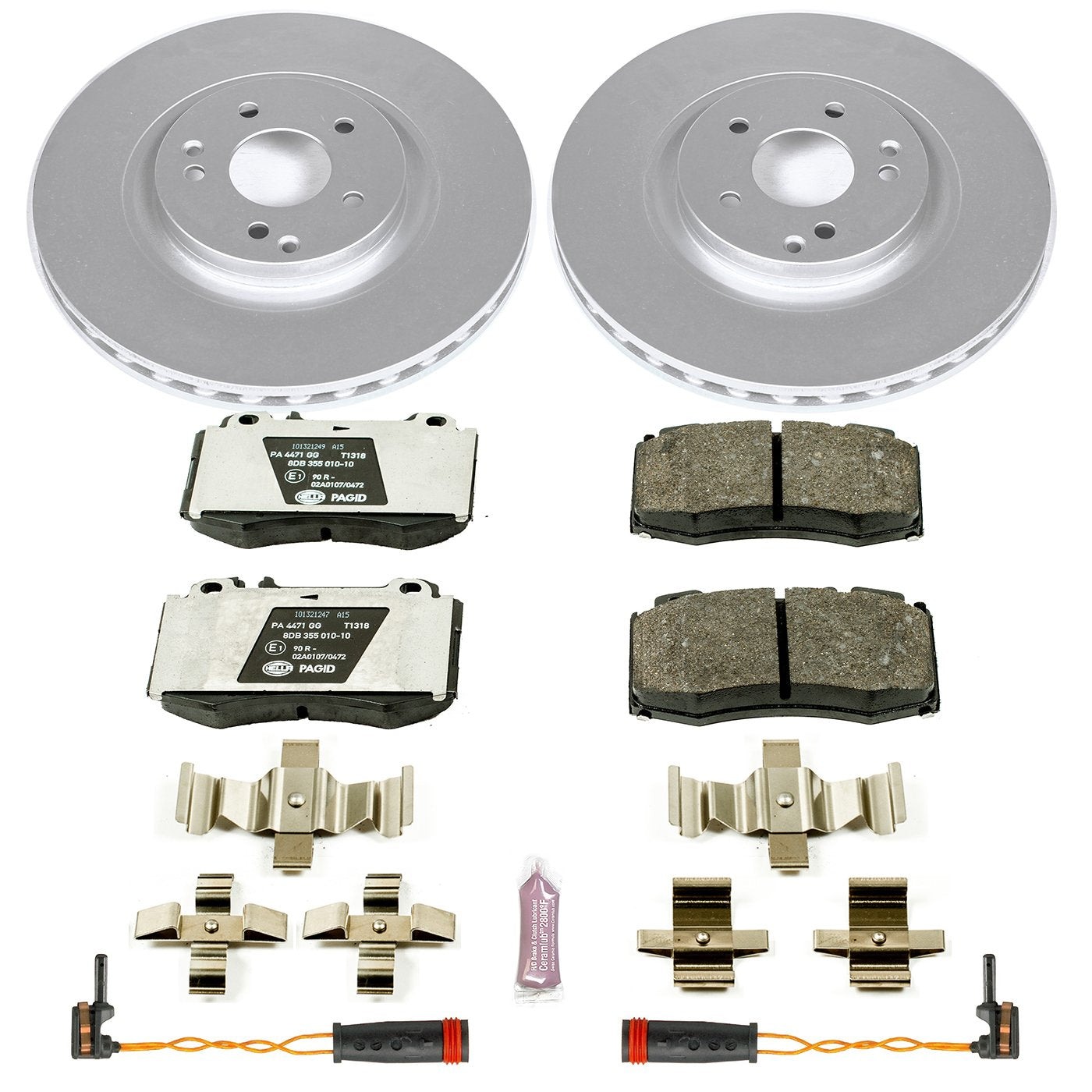 Power Stop Front Euro-Stop Brake Kit ESK2950 and 2 Front Sensor Wires Mercedes