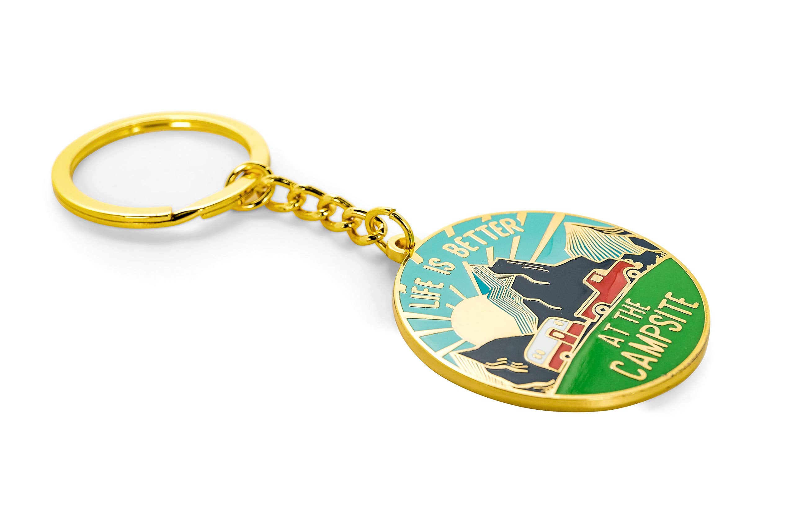 Sunrise Keychain-Gold Ring for Car Fobs and Keys Camco Life is Better at The Campsite (53289)