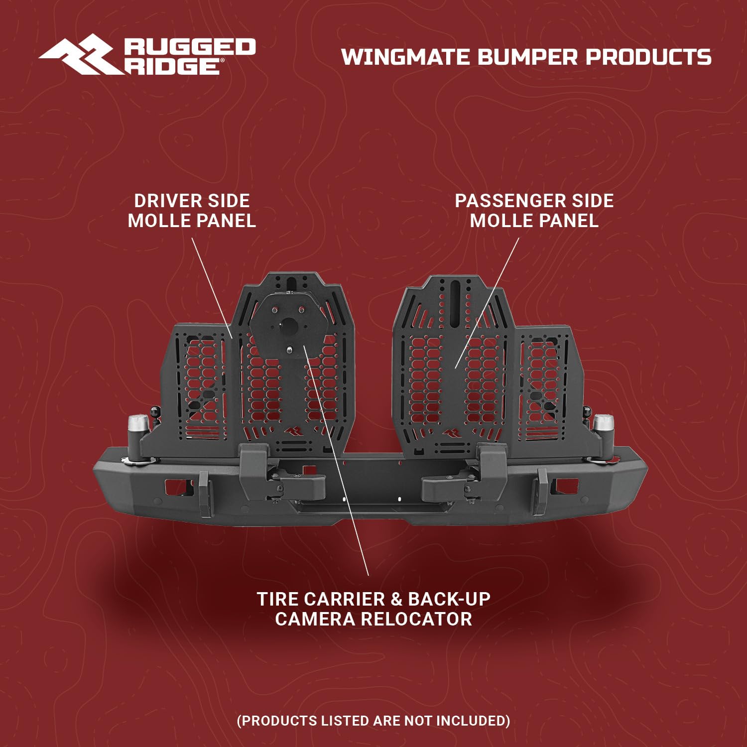 Rugged Ridge Rear Bumper WingMate for Jeep Gladiator JT | Accommodates Swingout Tire Carrier, Dual Pivot Points, 3/16" Steel, Textured Black | 11540.38 | Fits 2020-2024 Jeep Gladiator JT