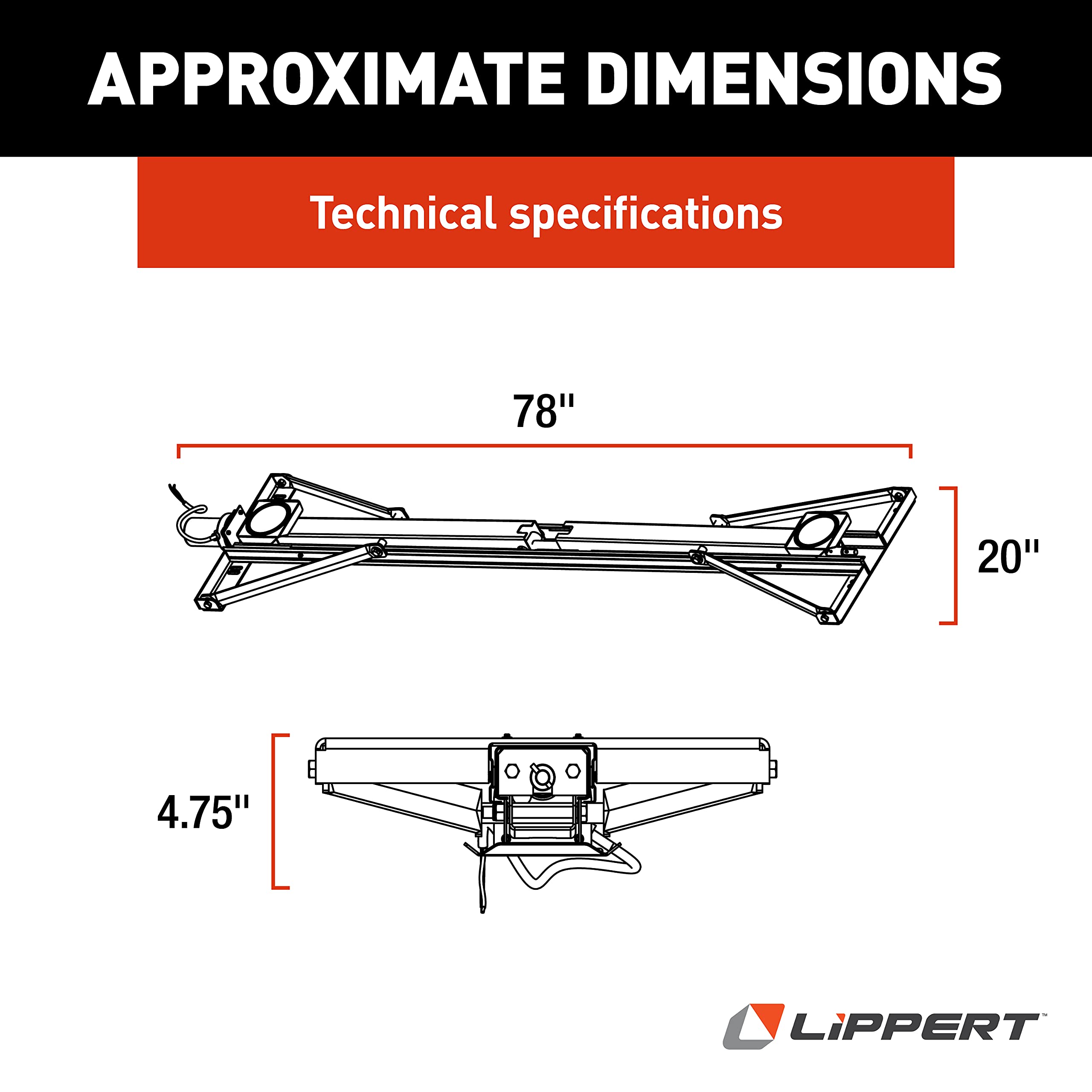 Lippert PSX1 RV Power Stabilizer High-Speed Jack System, No-Switch Assembly, Automatic Adjustment, Heavy-Gauge Powder-Coated Steel Frame, Up to 30" Extension - 337199