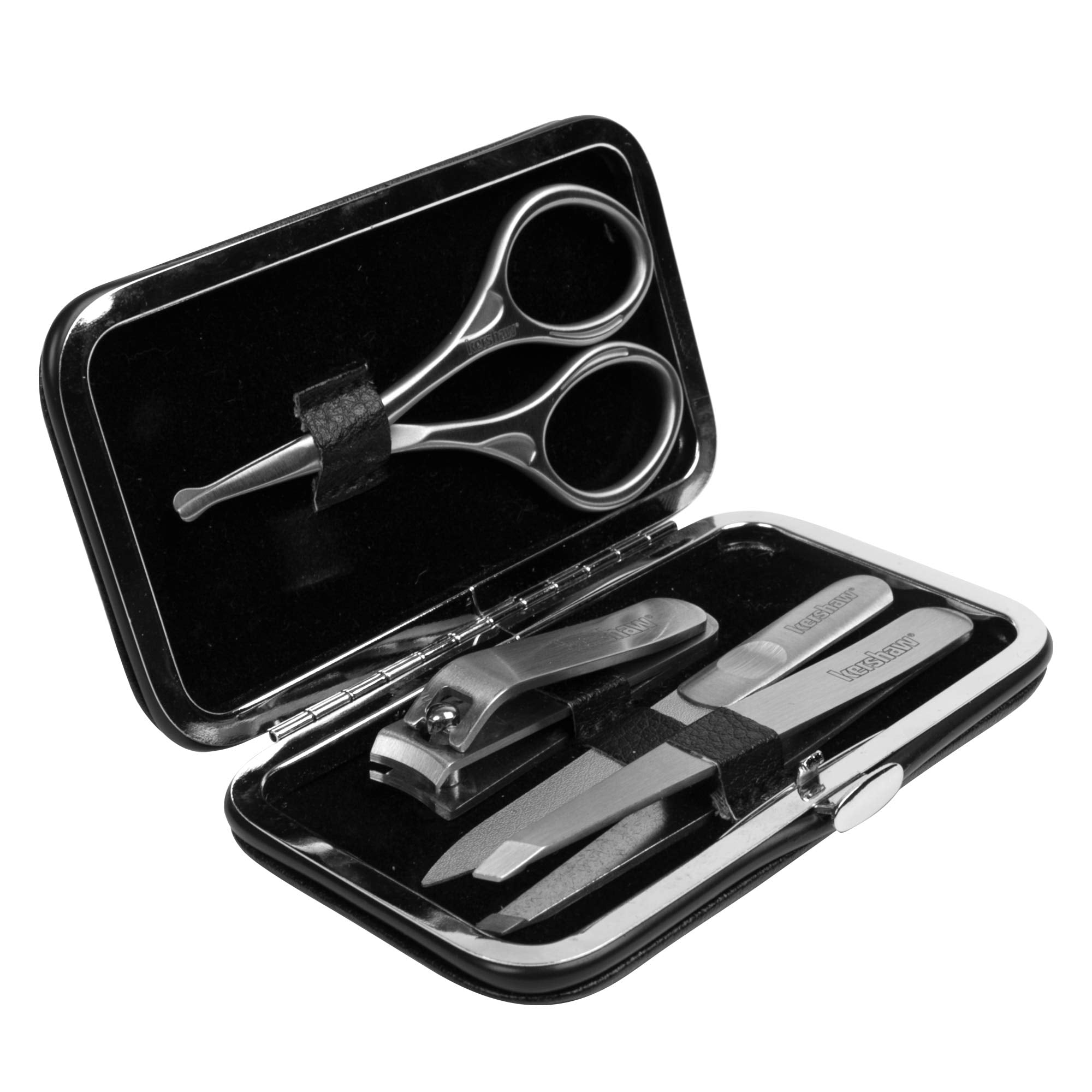Kershaw Men's Manicure Set, Stainless Steel 4-Piece with Case (KMCURE), Regular