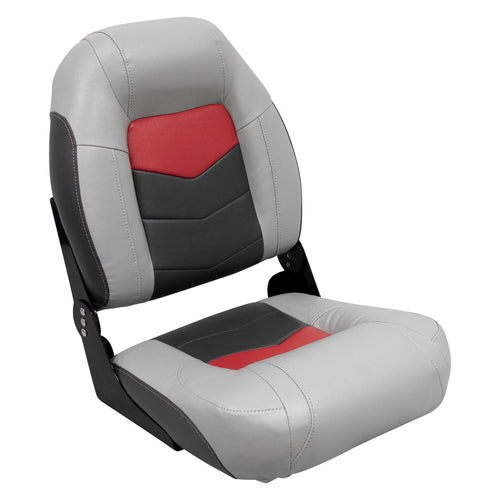3304-1881 Wise Pro-Angler Series High Back Boat Seat Marble Grey/Regal Red/Charcoal