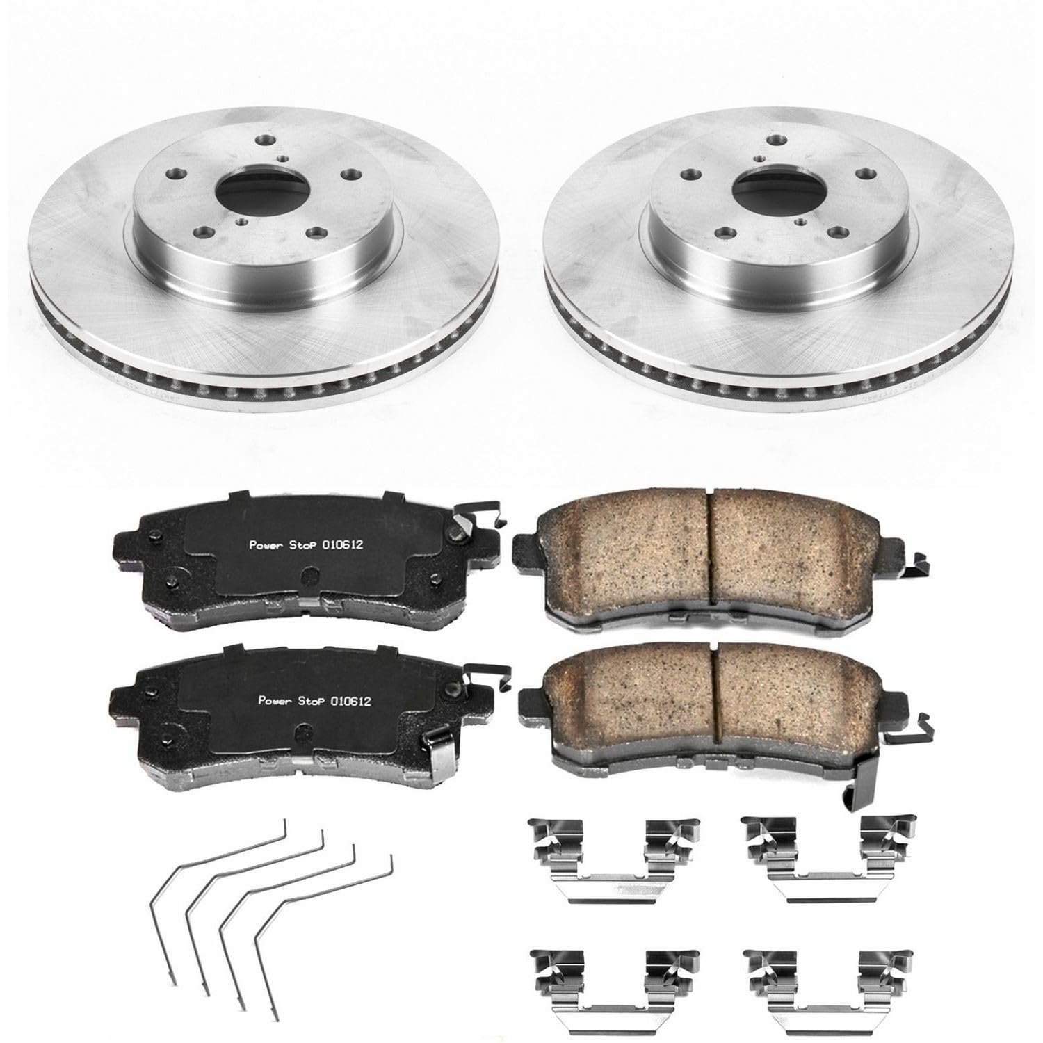 Power Stop Autospecialty KOE7356 Front Replacement Brake Kit-OE Brake Rotors & Ceramic Brake Pads For Subaru Legacy 2016-2019 [Model Specific]